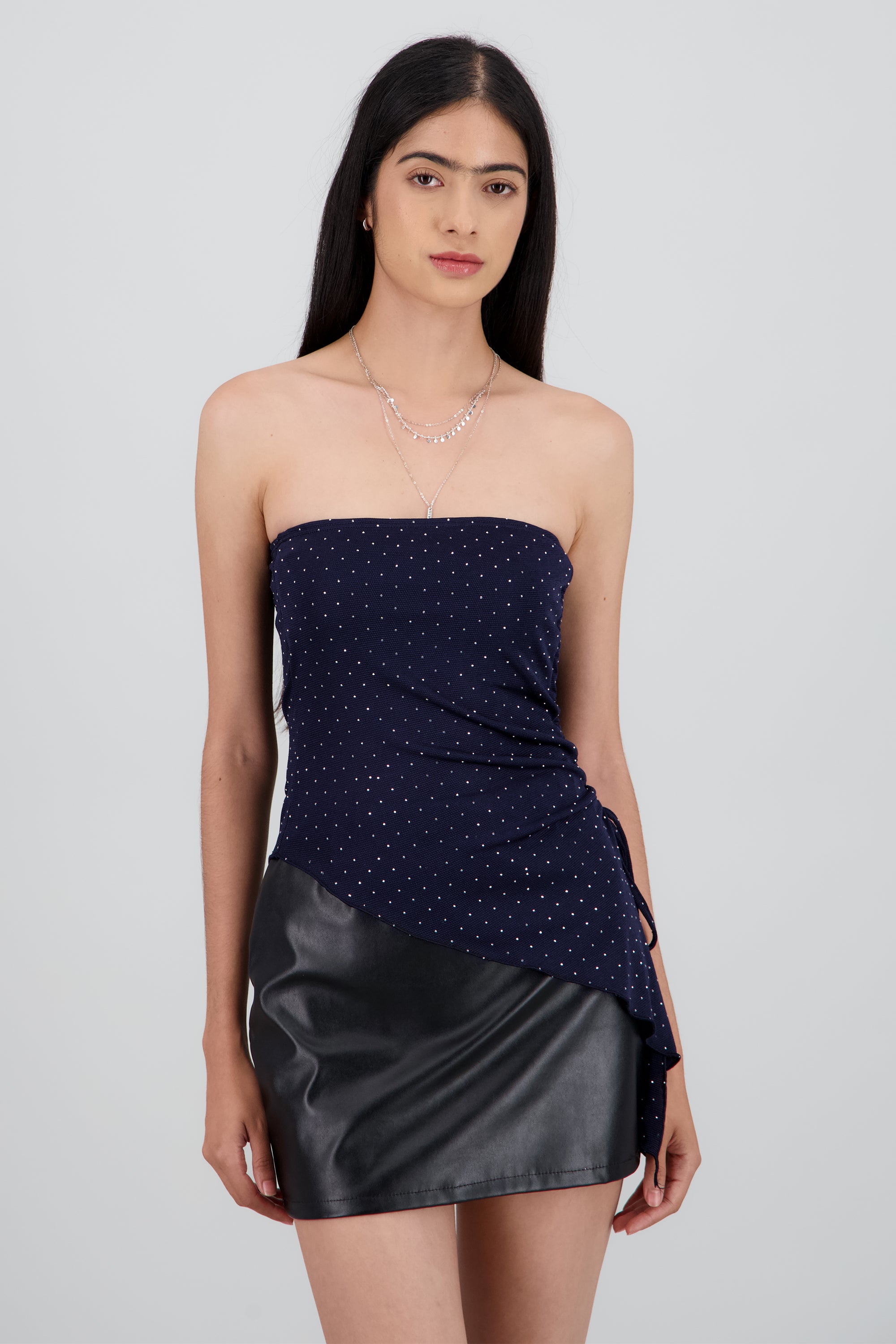 Top strapless asimetrico brillos MARINO