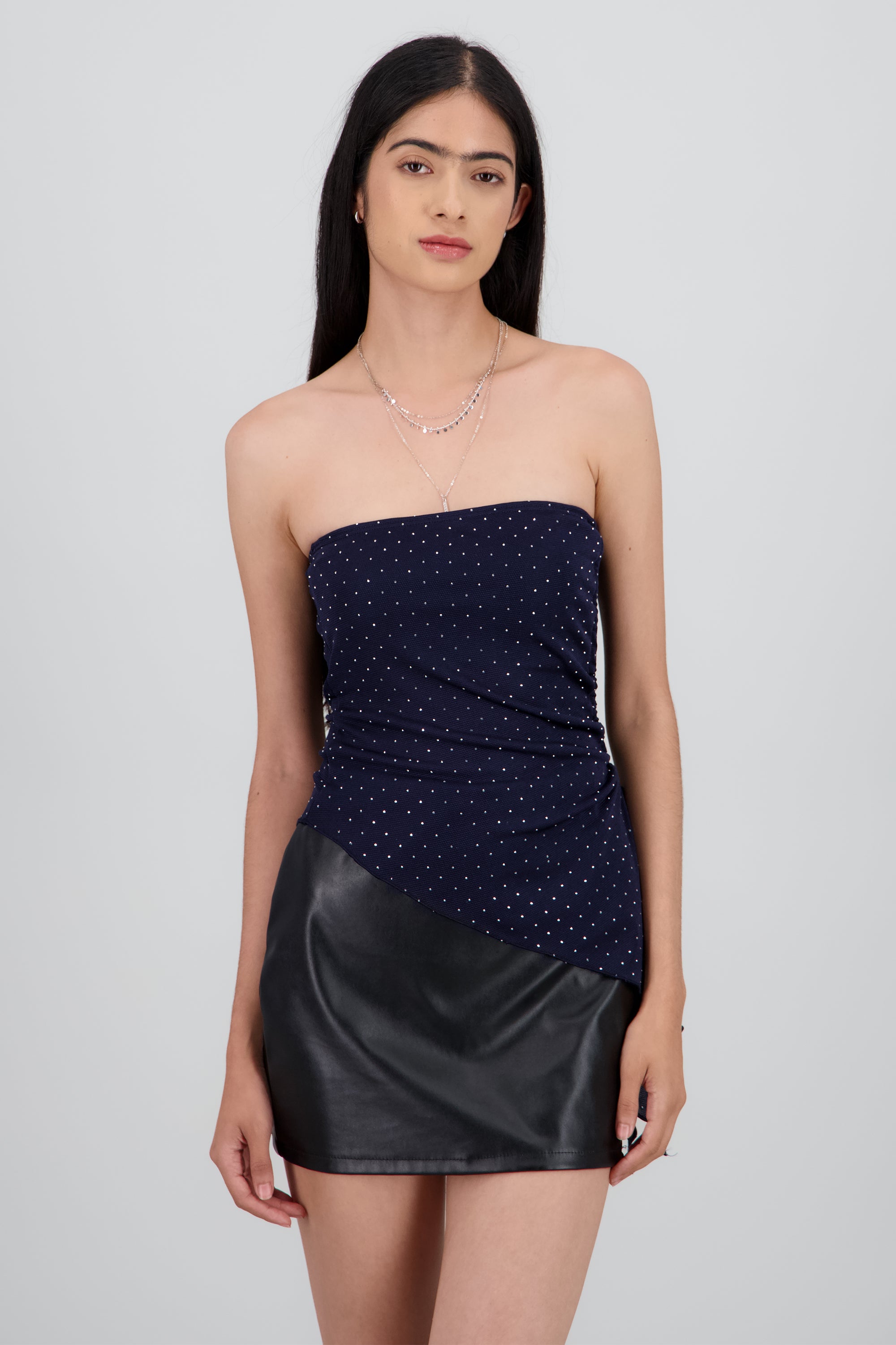 Top strapless asimetrico brillos MARINO