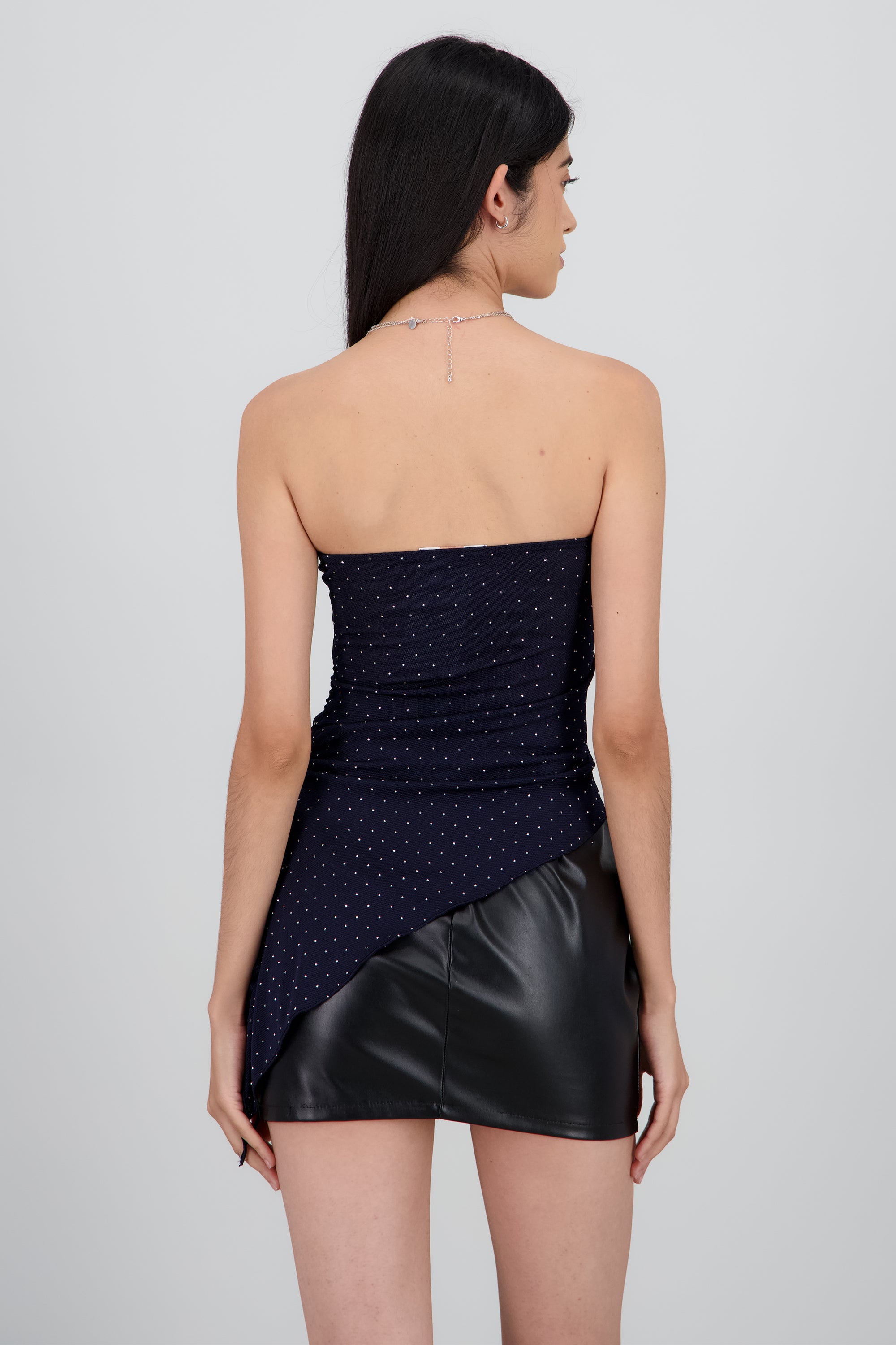 Top strapless asimetrico brillos MARINO