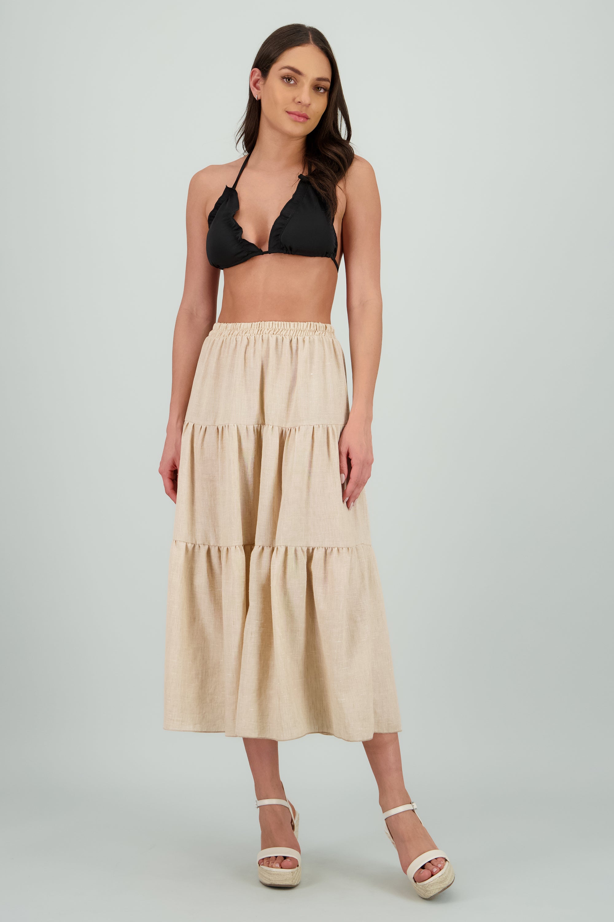 Falda maxi cortes ligera HUESO