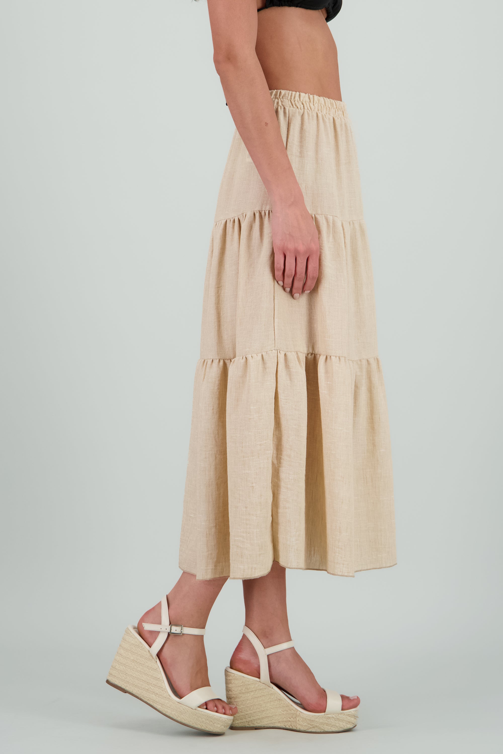 Falda maxi cortes ligera HUESO