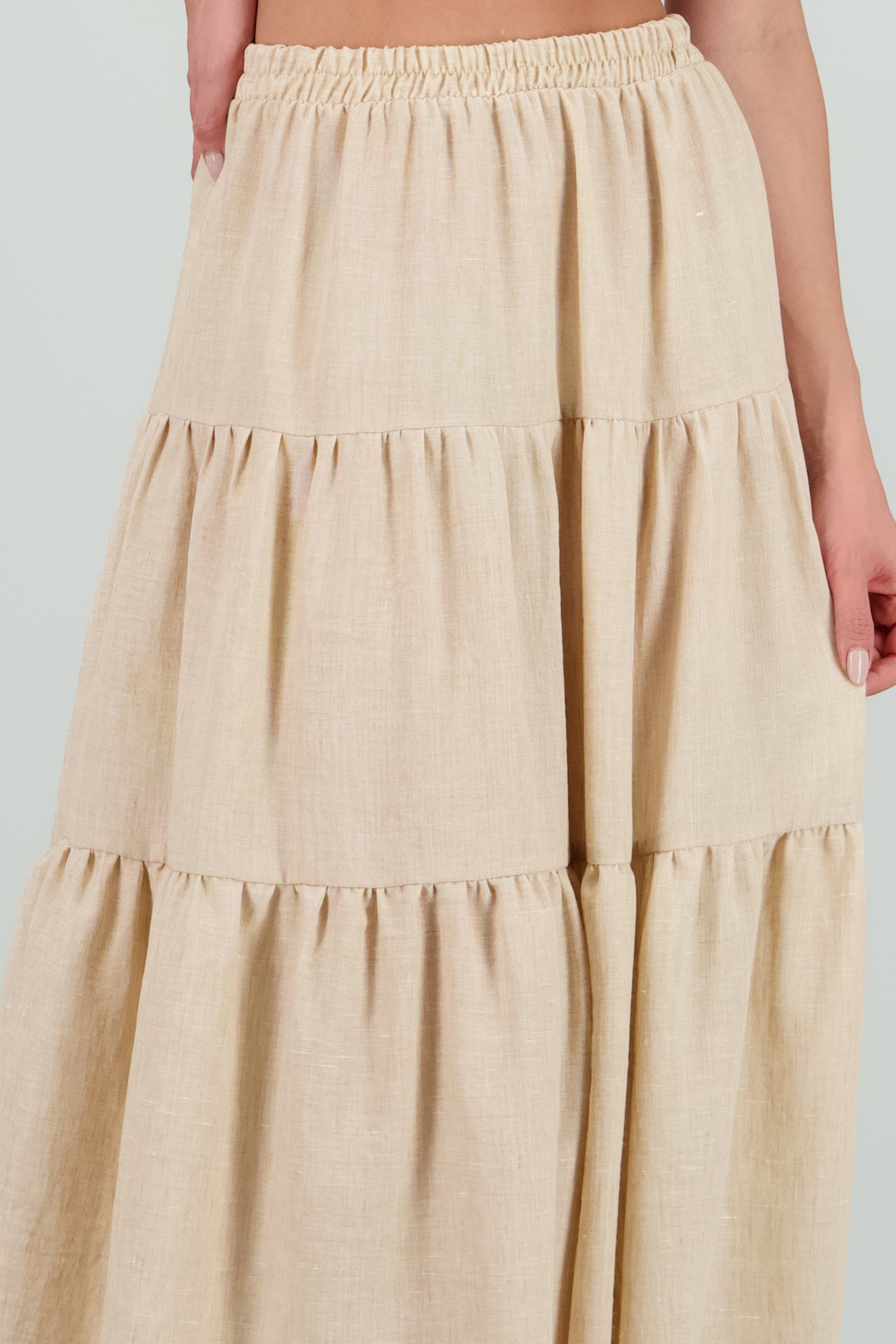 Falda maxi cortes ligera HUESO