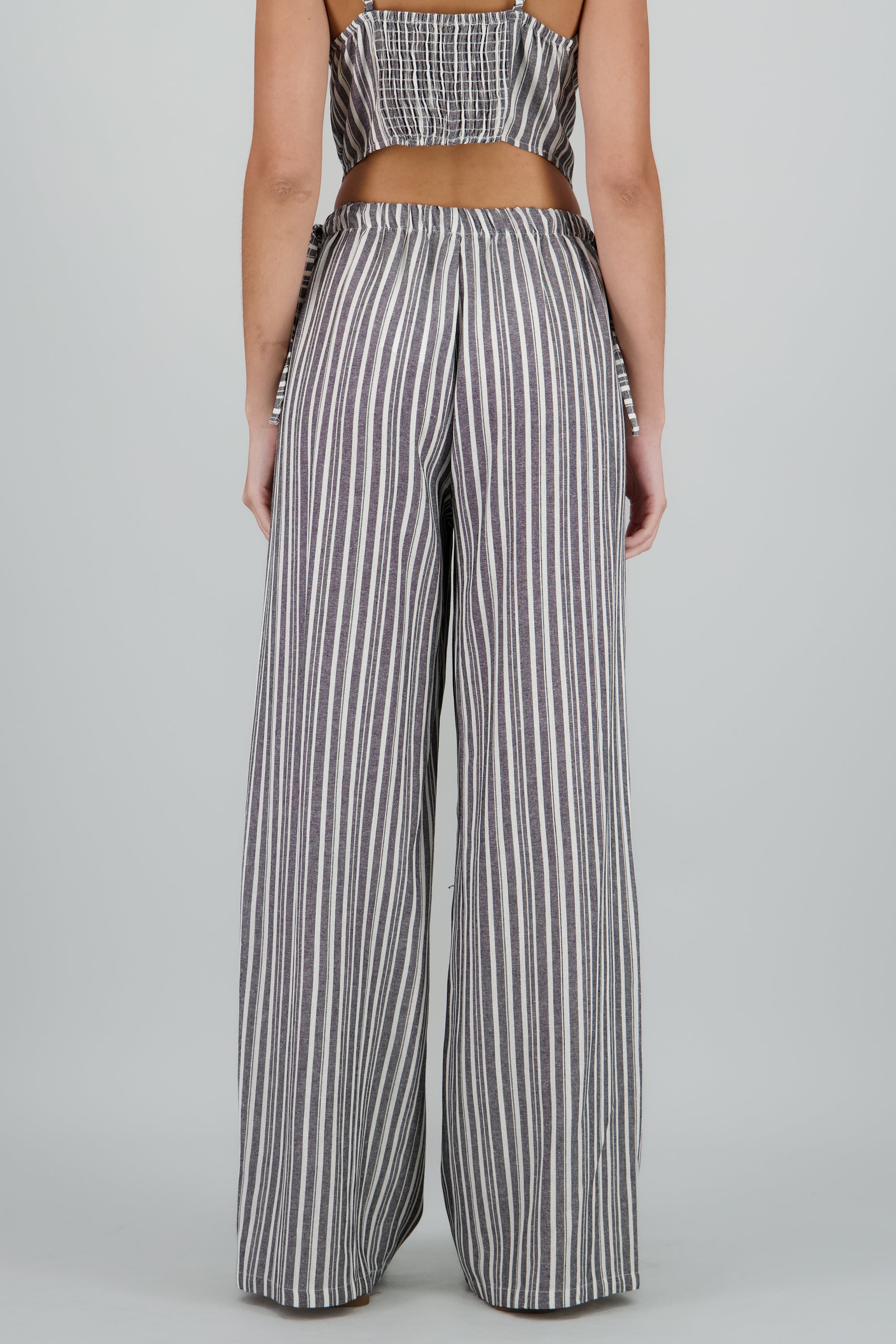 Pantalon amplio jareta lineas NEGRO COMBO