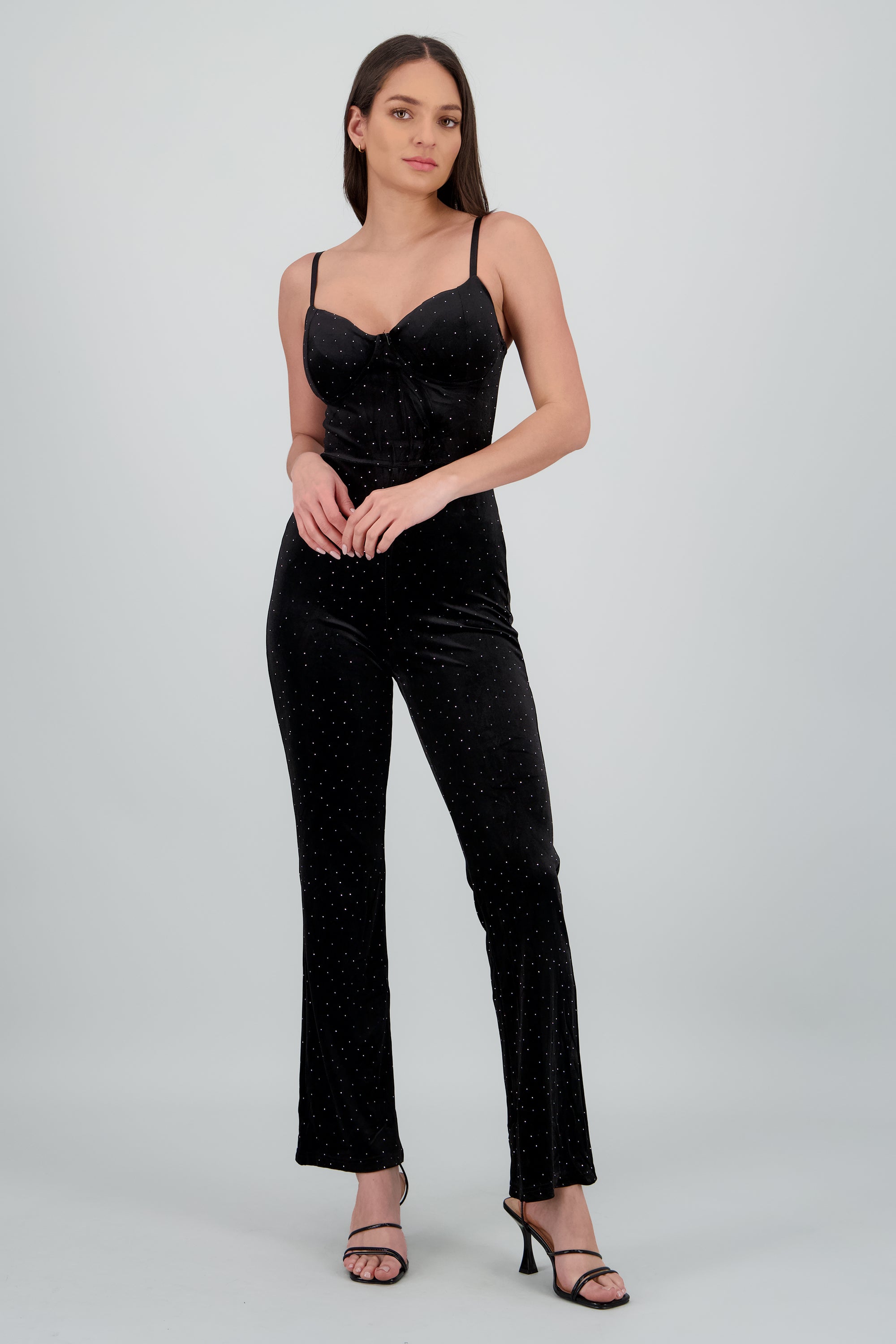 Jumpsuit tirantes brillos NEGRO