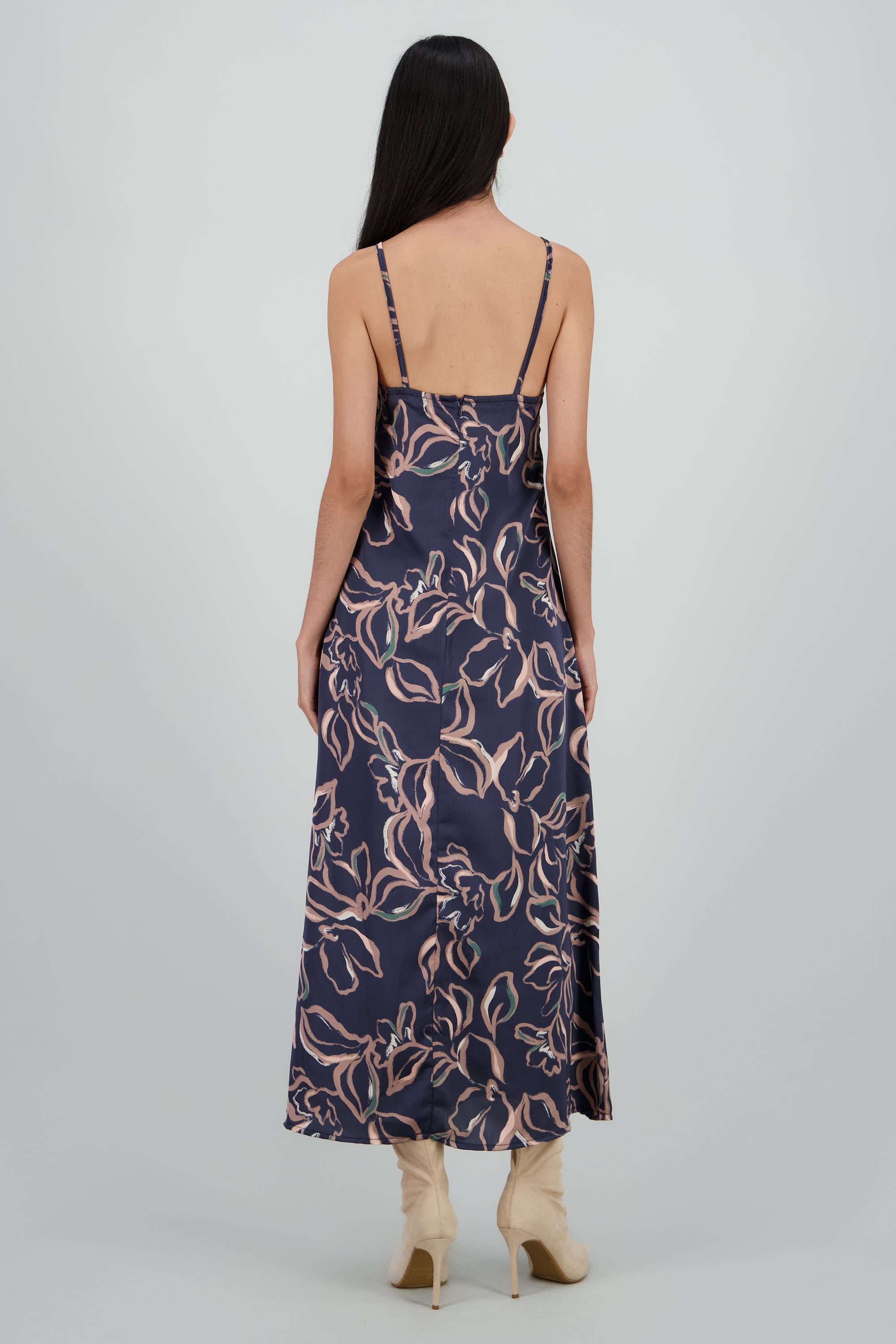 Vestido de tirantes esrampado flores MARINO COMBO