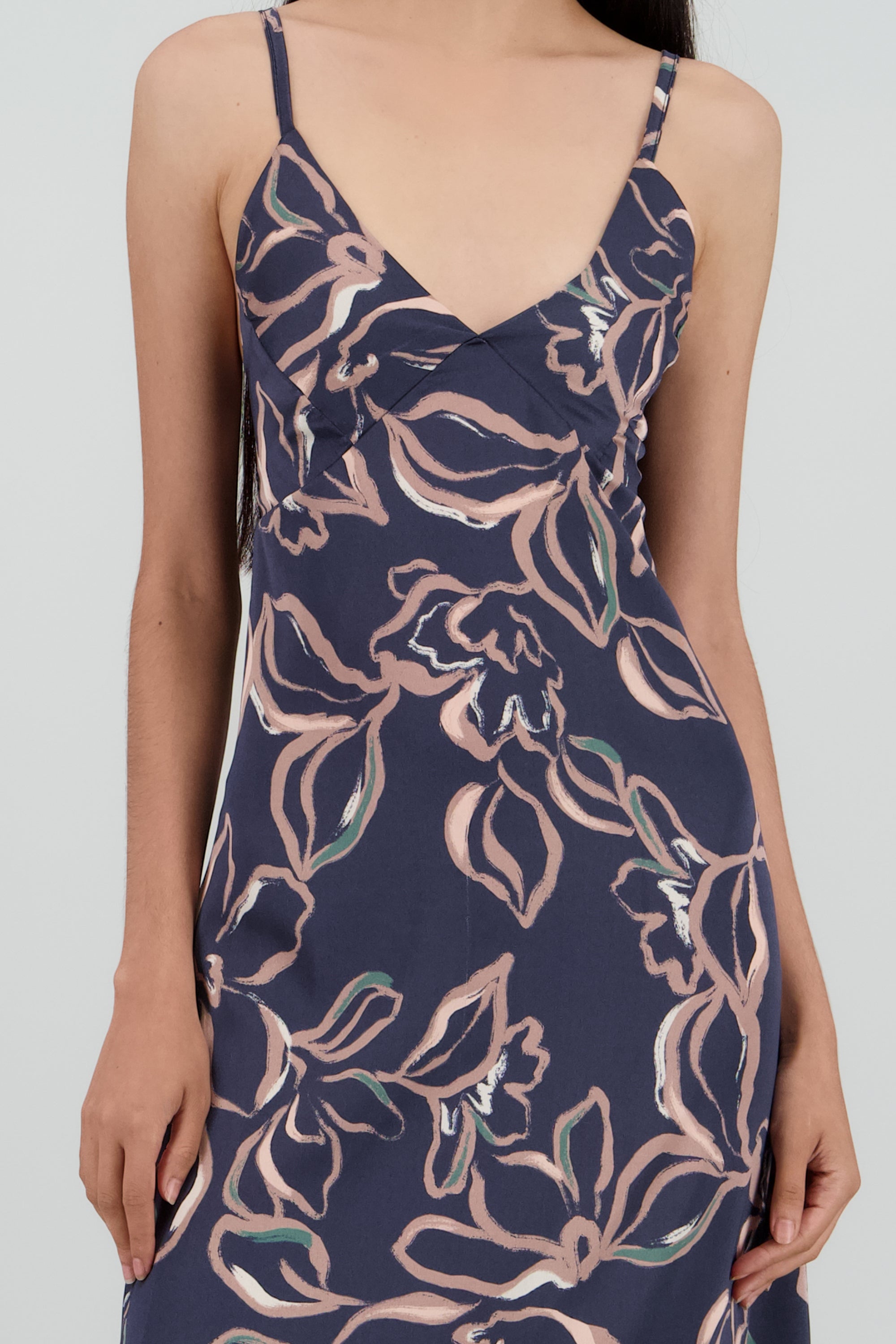 Vestido de tirantes esrampado flores MARINO COMBO