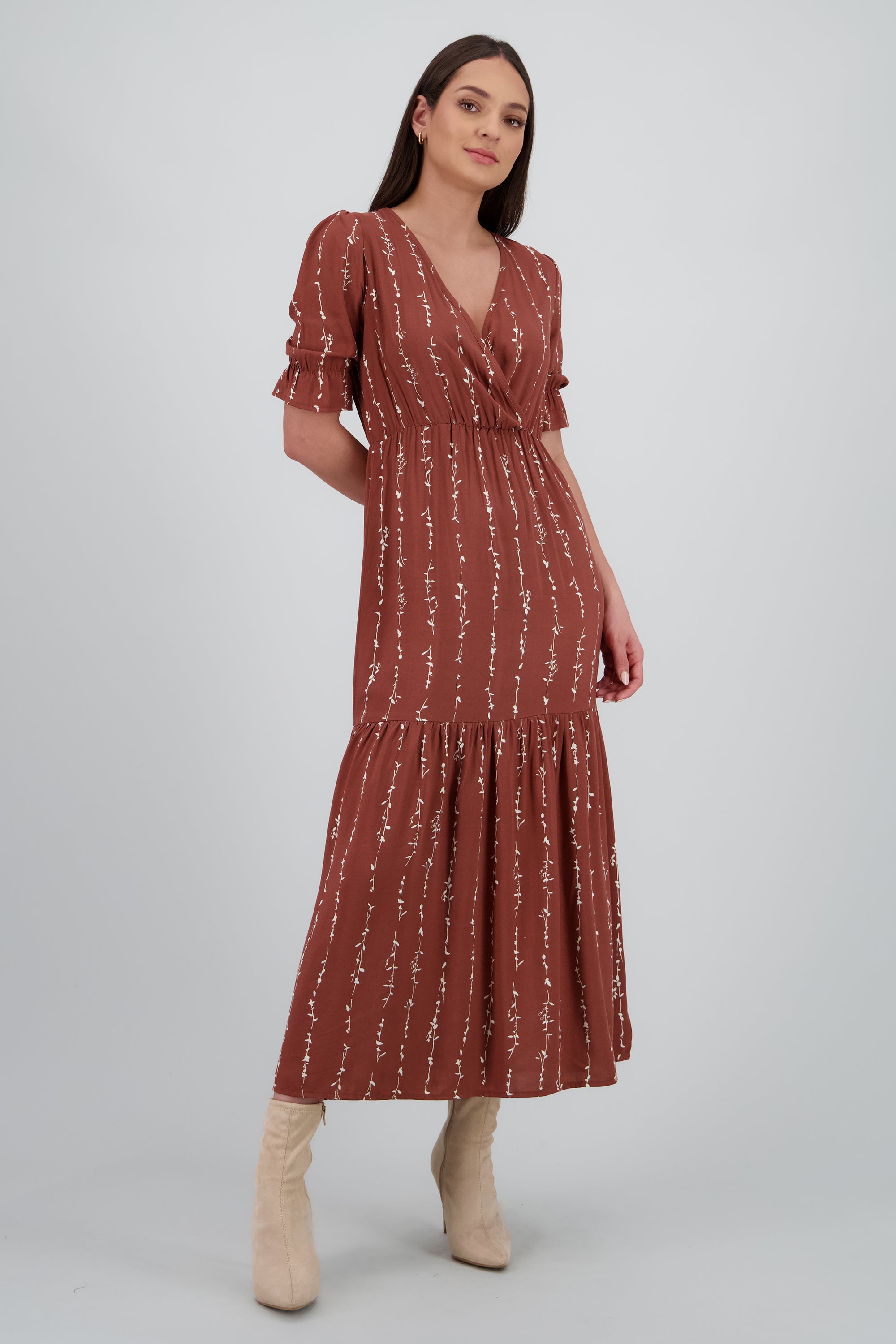 Vestido midi manga 3/4 CAFE