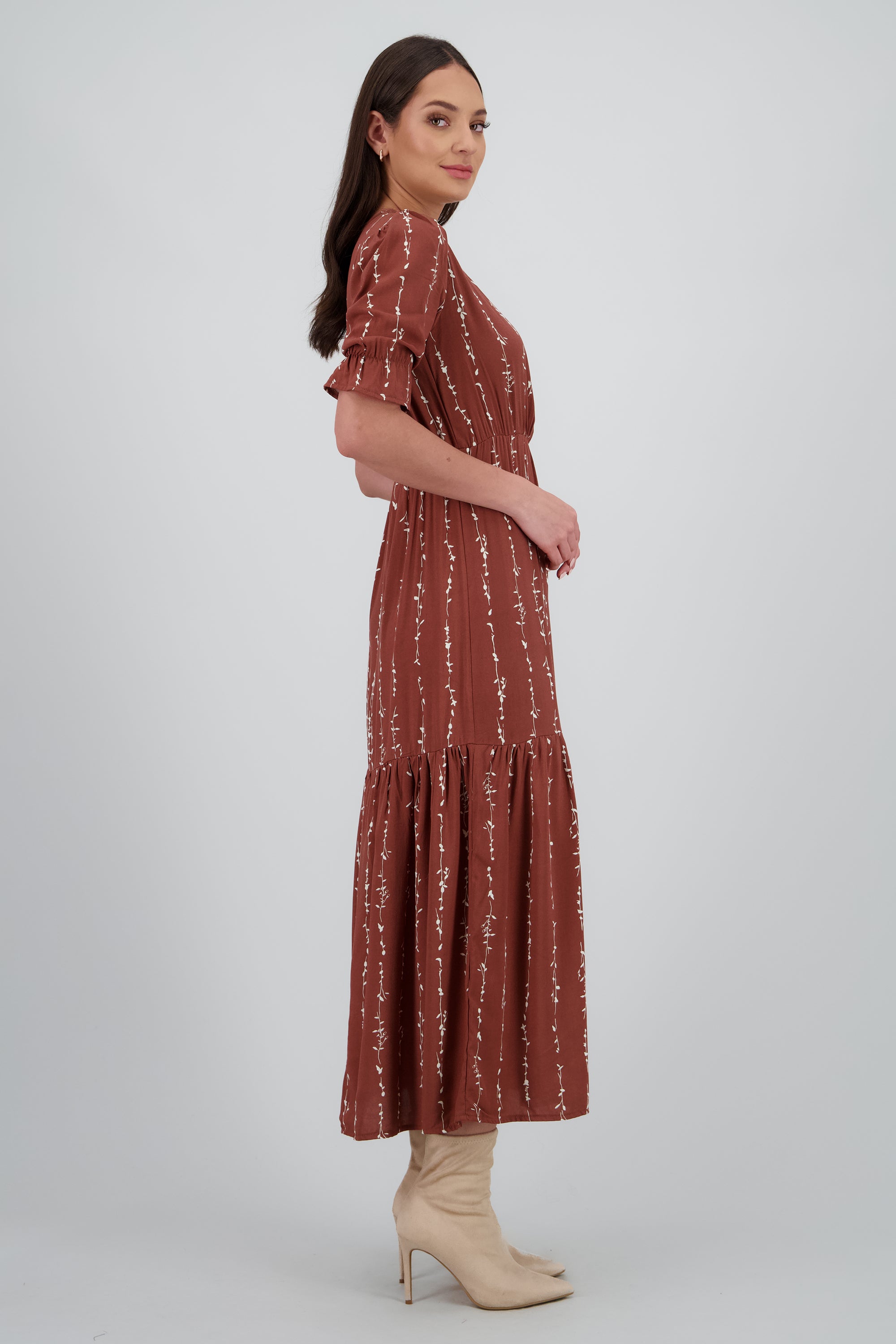 Vestido midi manga 3/4 CAFE