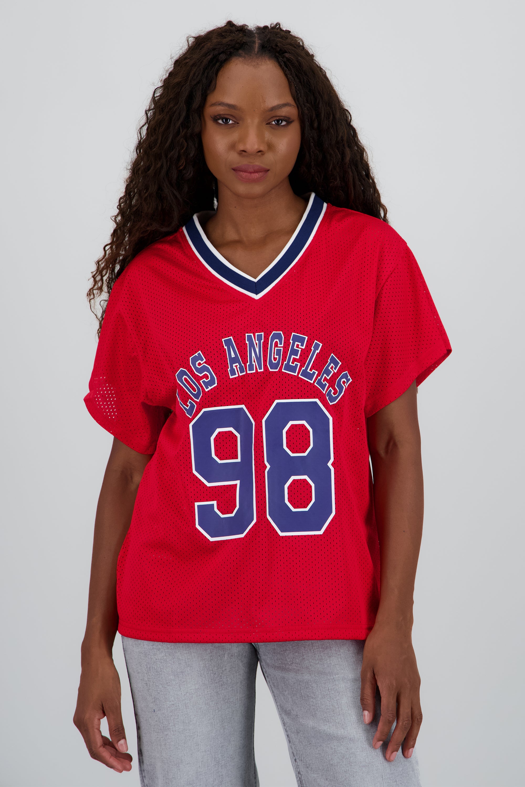 Playera tipo jersey Los Angeles ROJO
