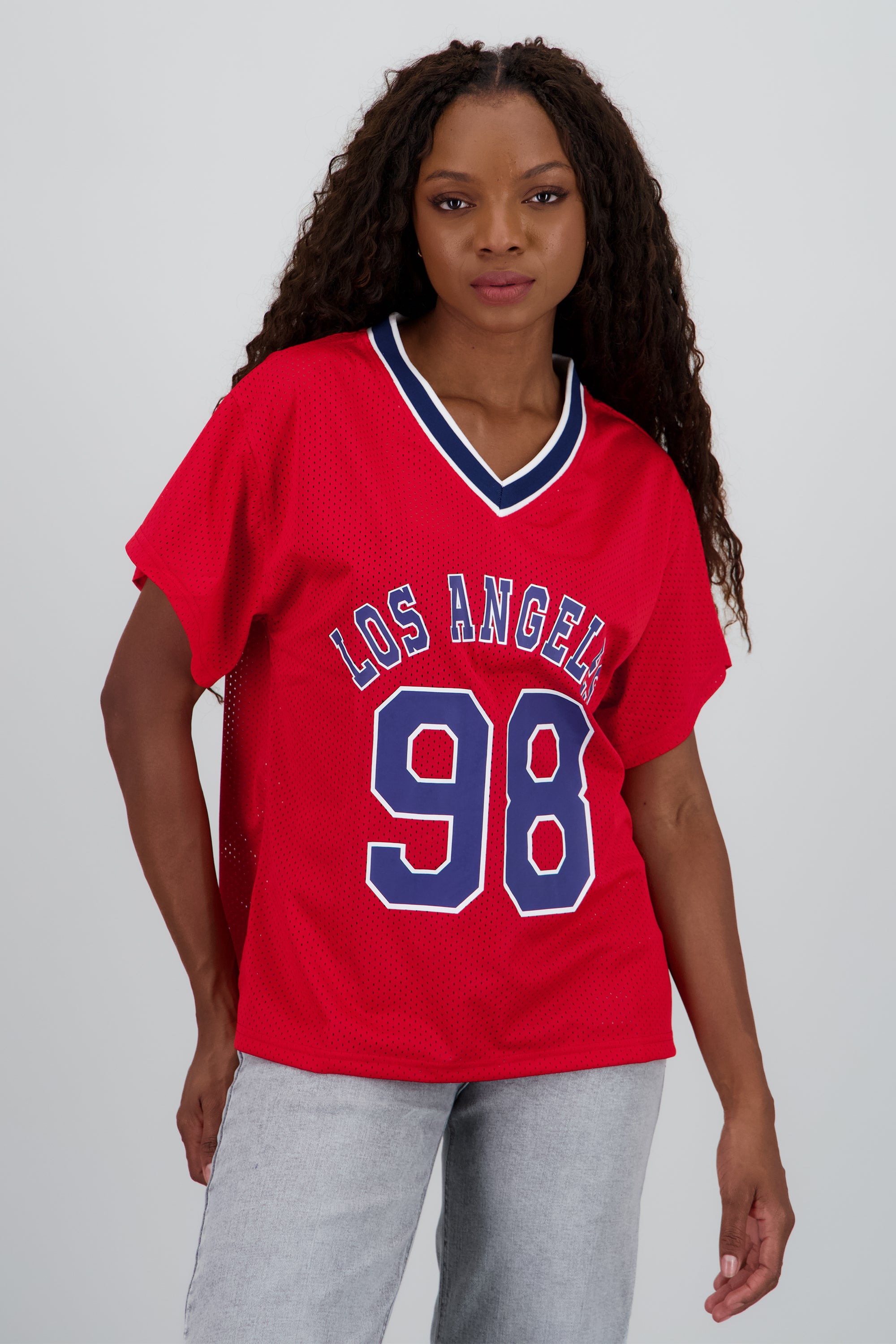Playera tipo jersey Los Angeles ROJO