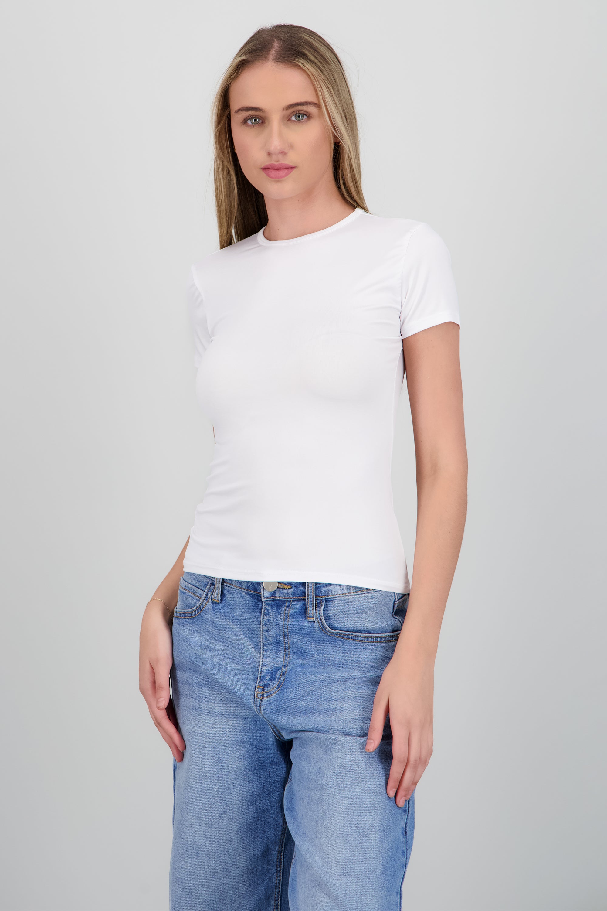 Playera de manga corta lisa BLANCO