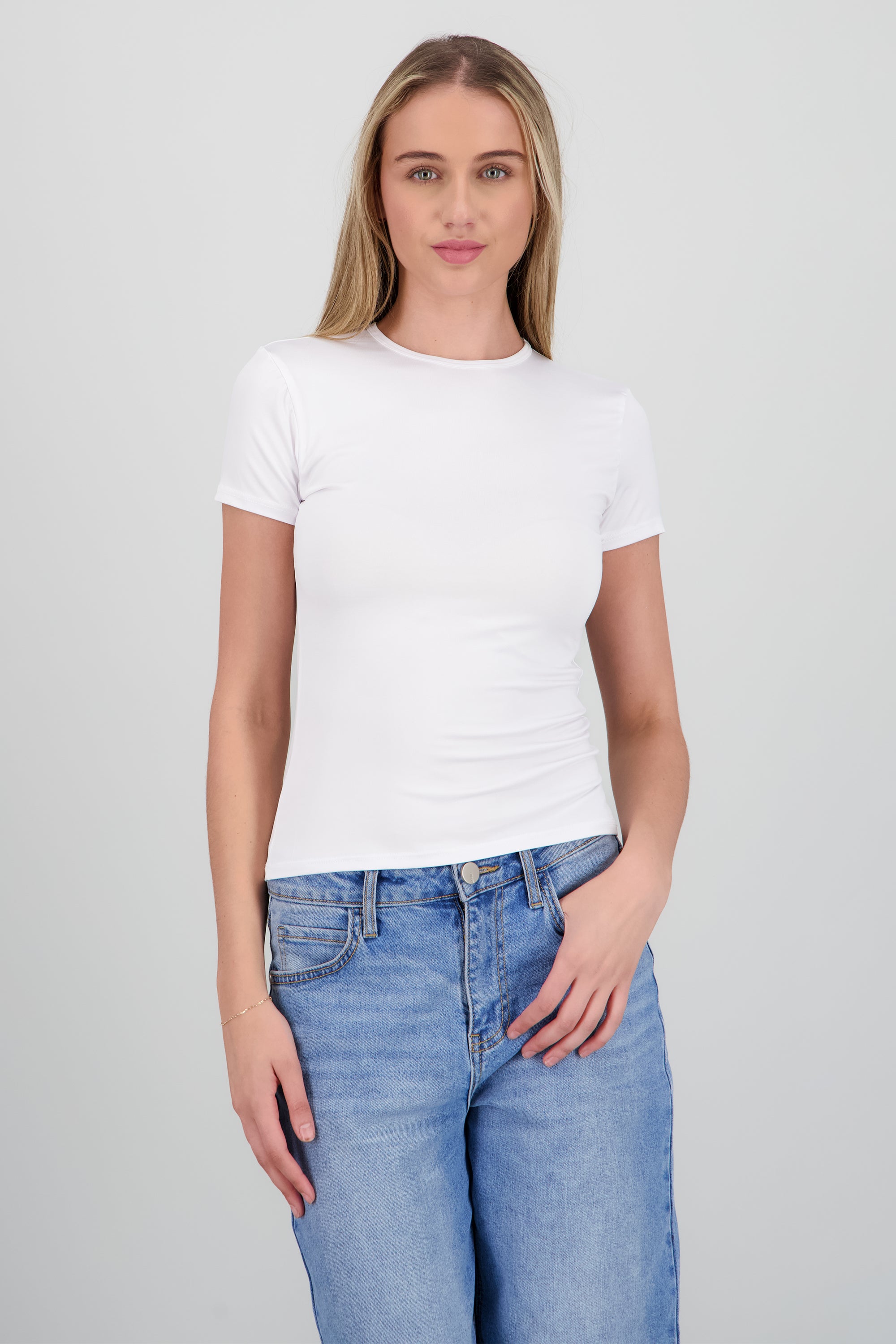 Playera de manga corta lisa BLANCO