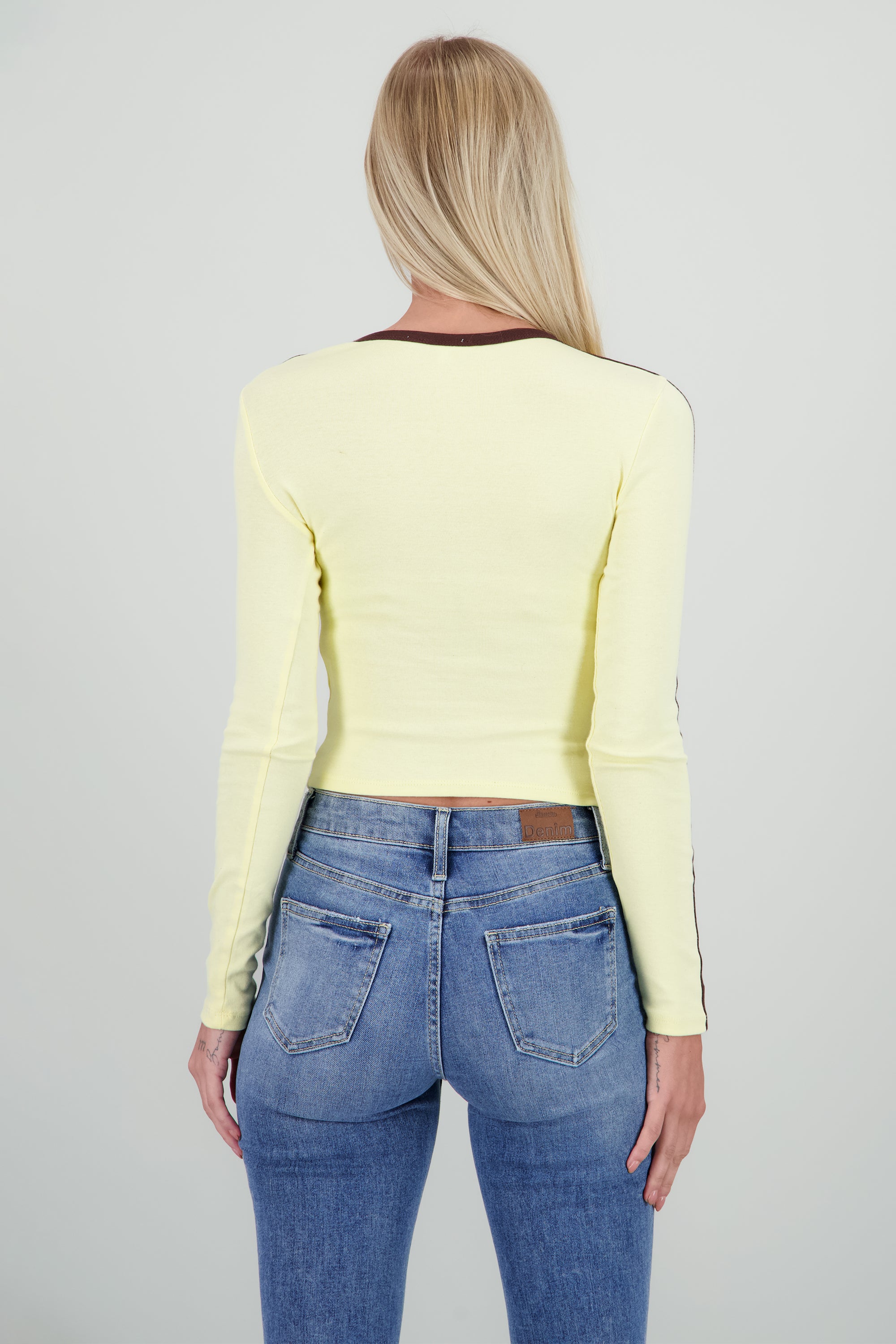 Top lineas contraste manga larga AMARILLO COMBO