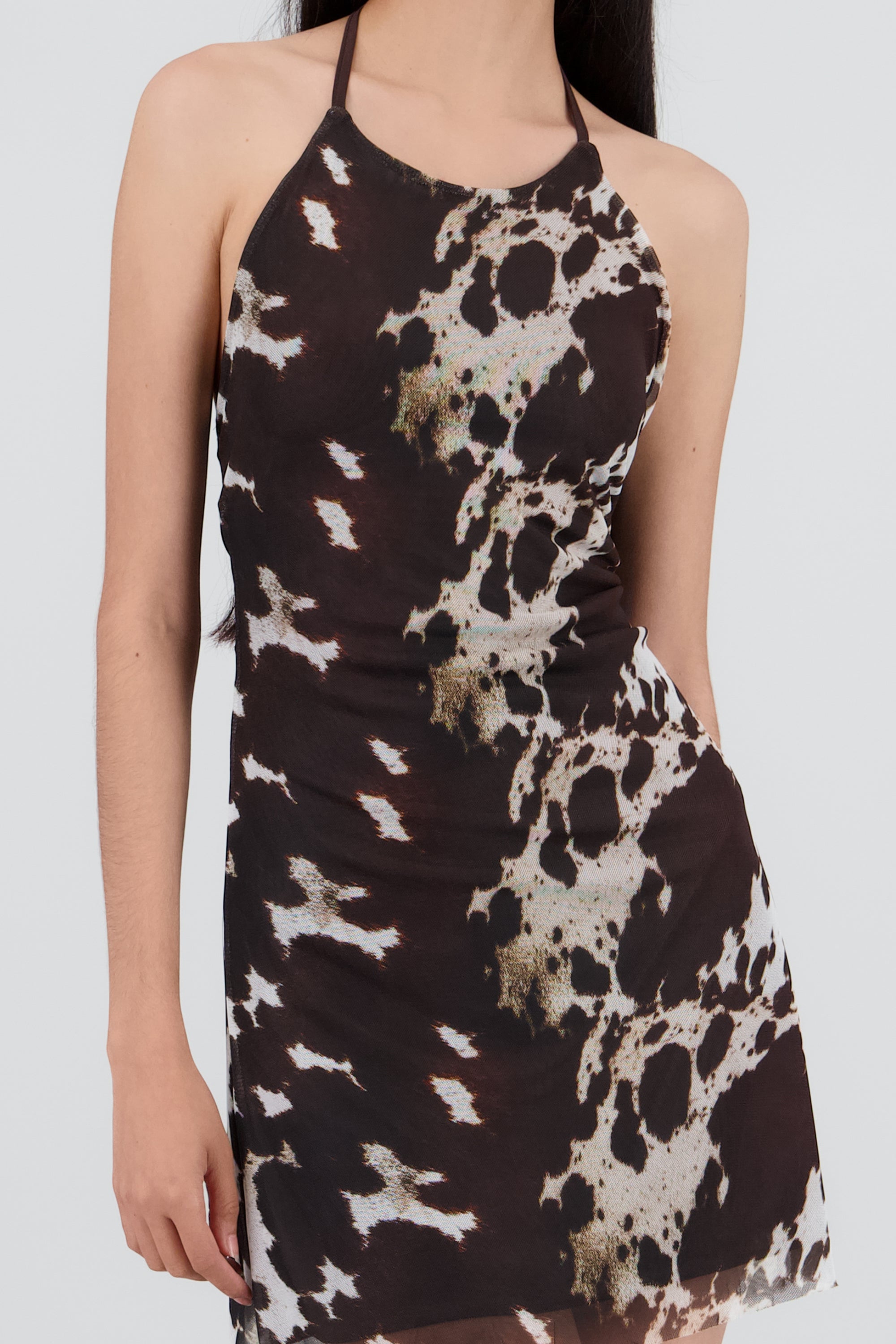 Vestido mini estampado animal print CAFE COMBO