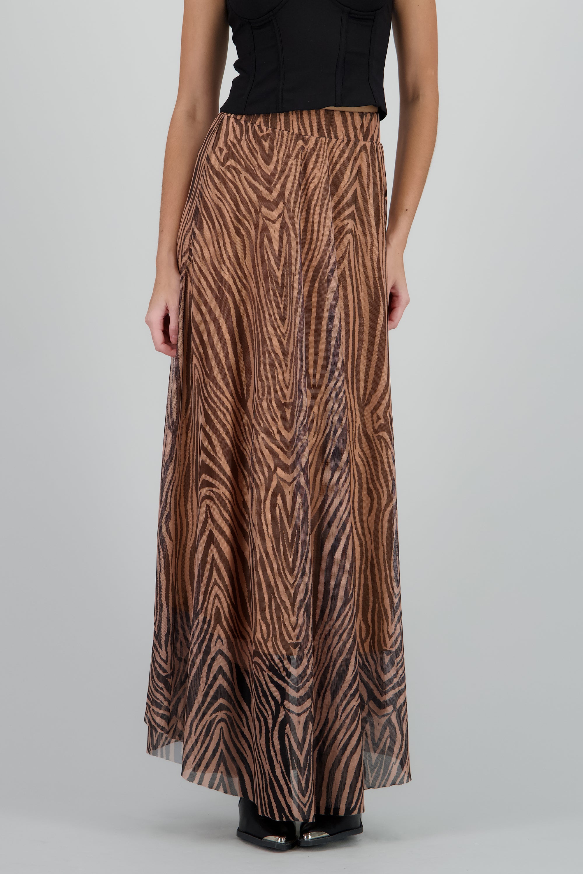 Falda maxi lisa amplia CHOCOLATE