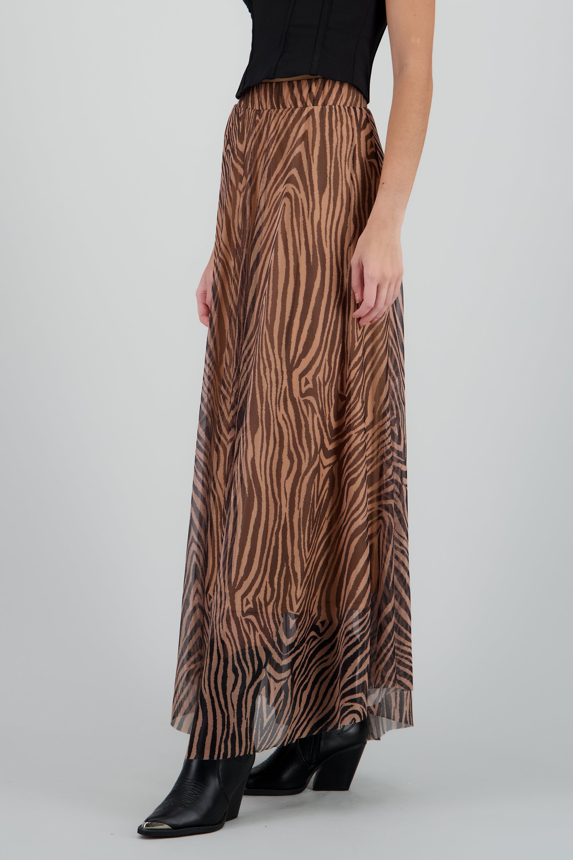 Falda maxi lisa amplia CHOCOLATE