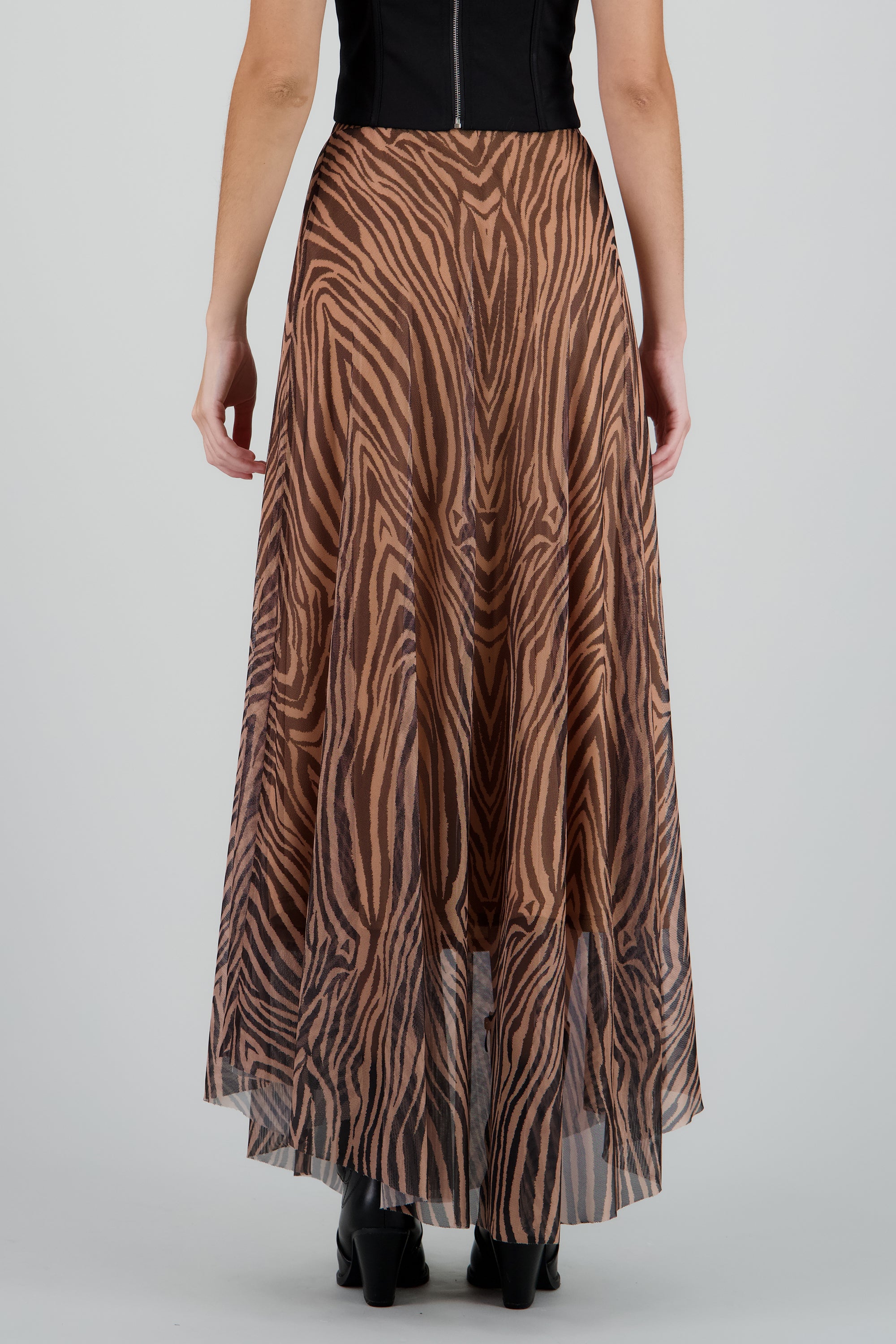 Falda maxi lisa amplia CHOCOLATE