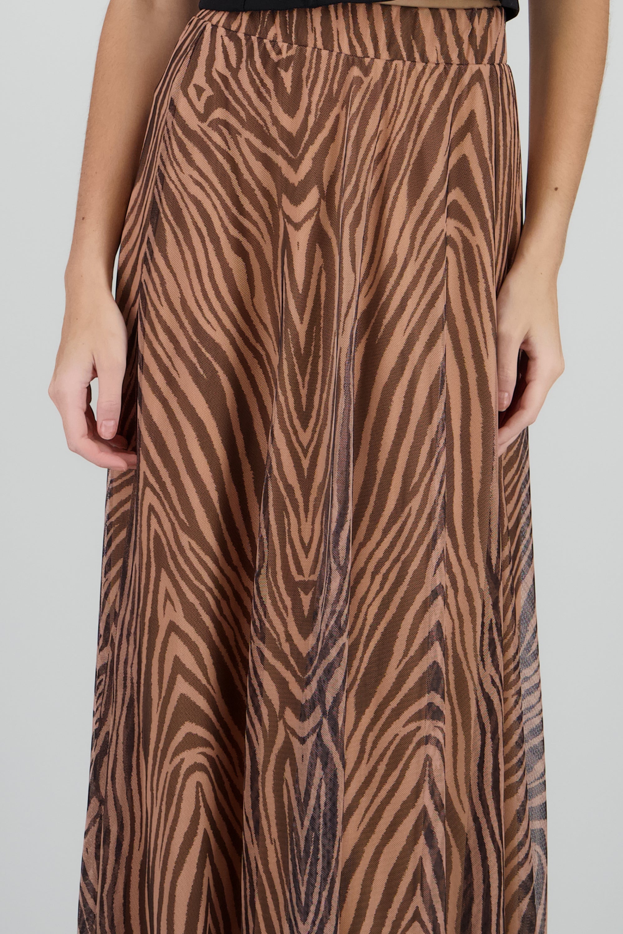 Falda maxi lisa amplia CHOCOLATE