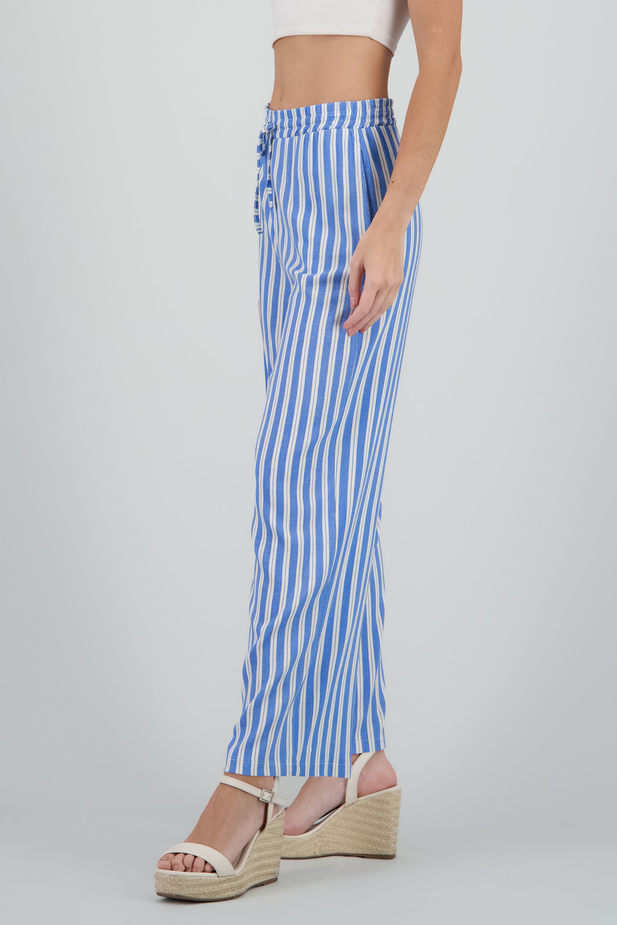 Pantalon recto estampado rayas AZUL COMBO