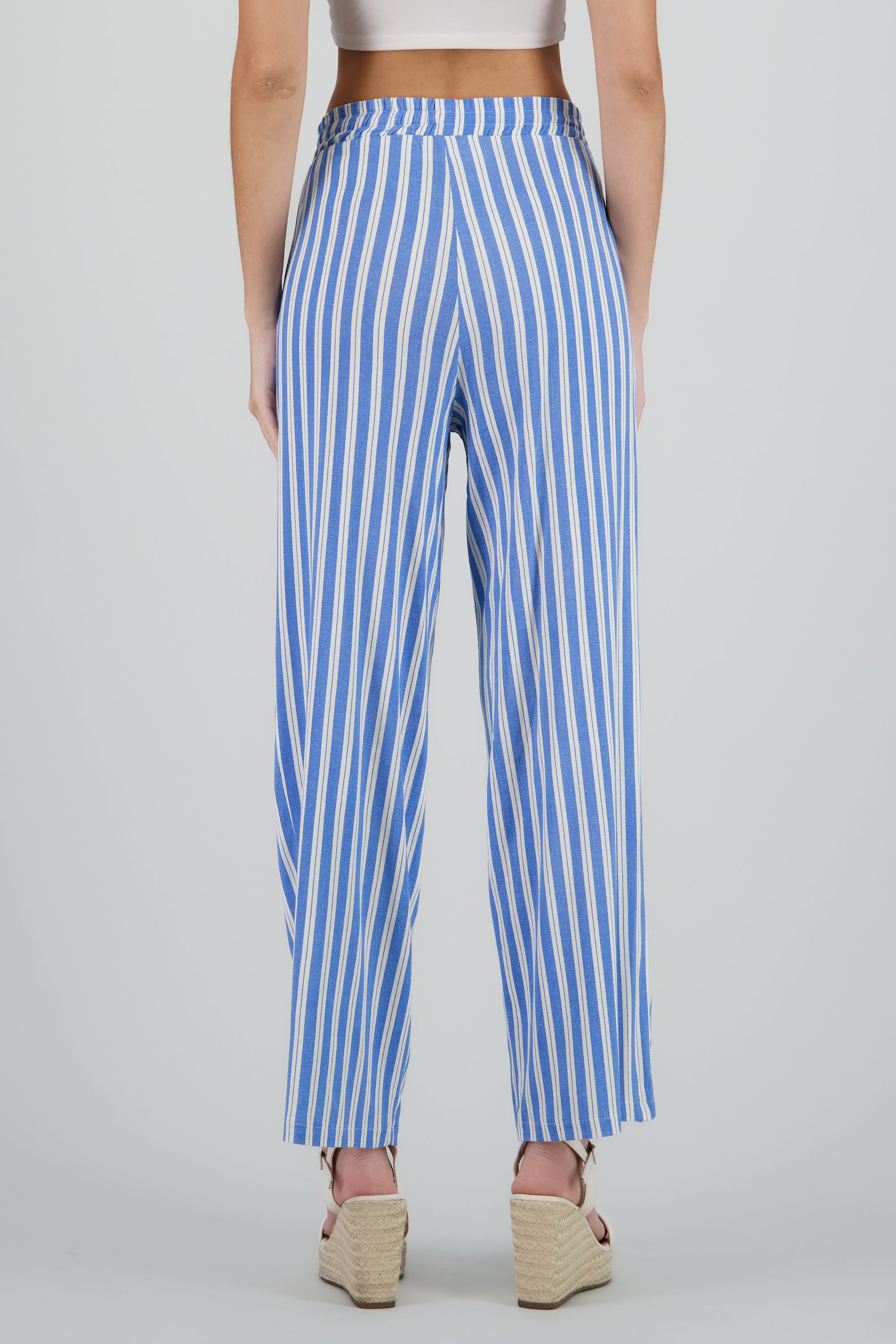 Pantalon recto estampado rayas AZUL COMBO
