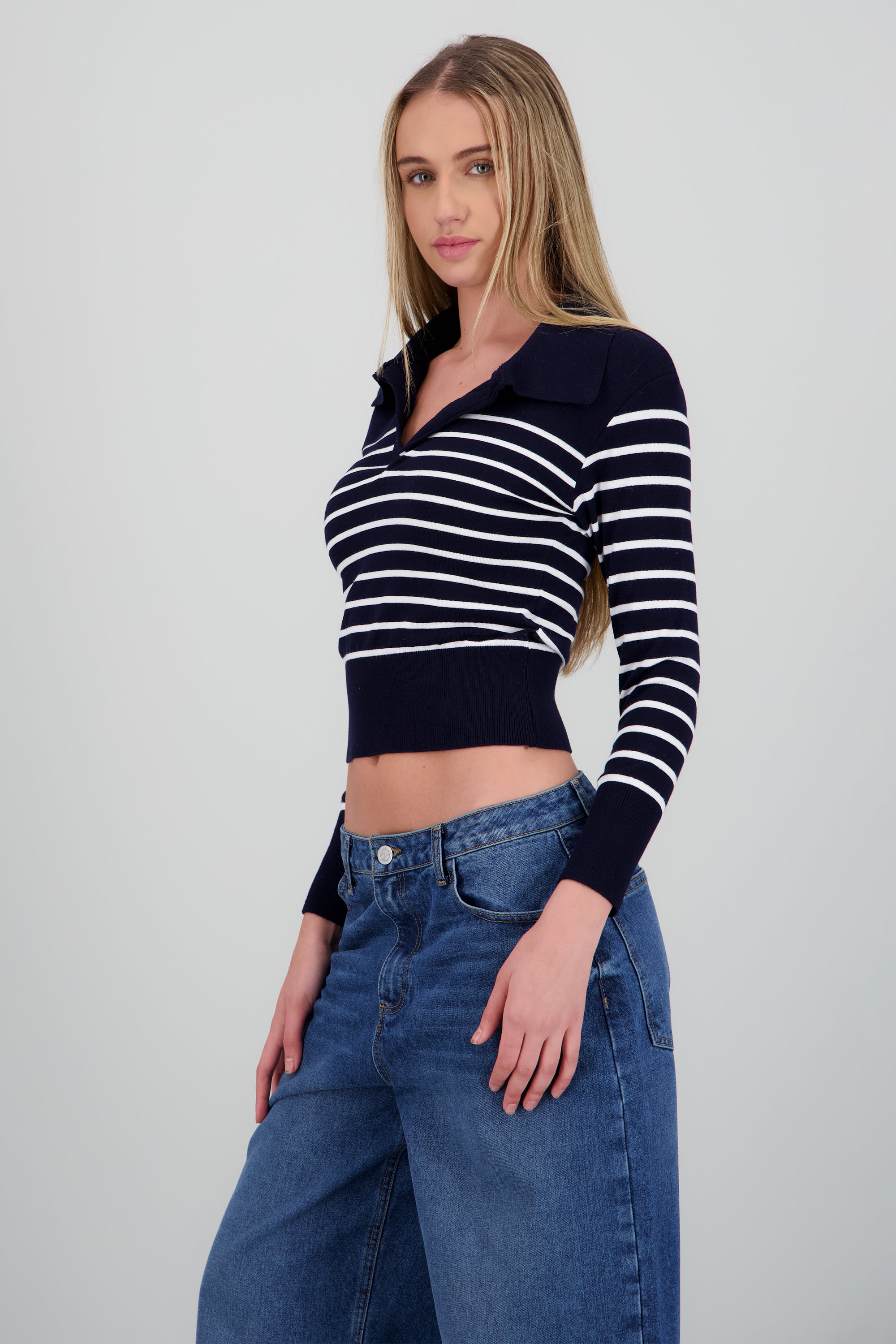 Sueter rayas cuello polo MARINO COMBO