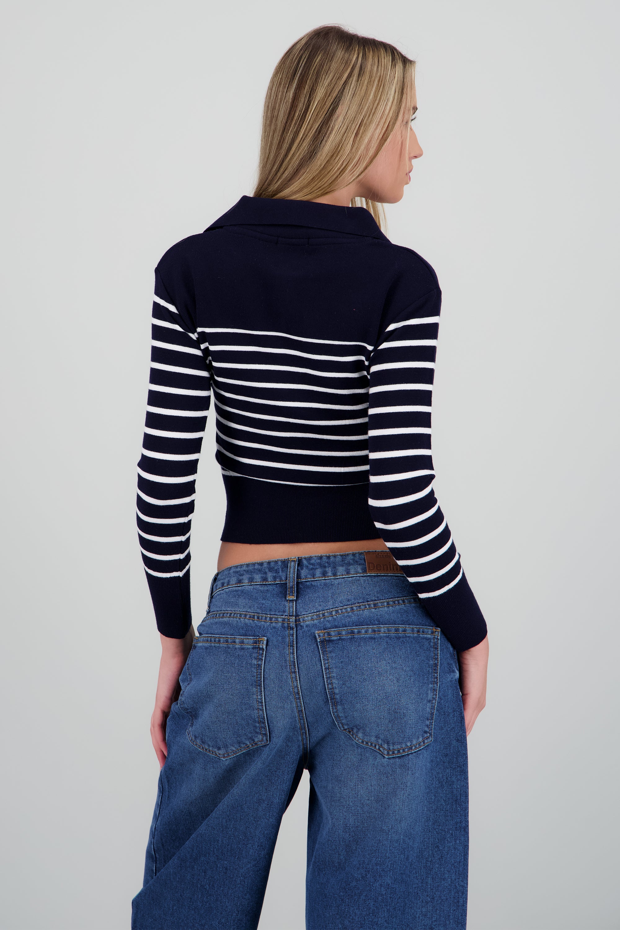 Sueter rayas cuello polo MARINO COMBO