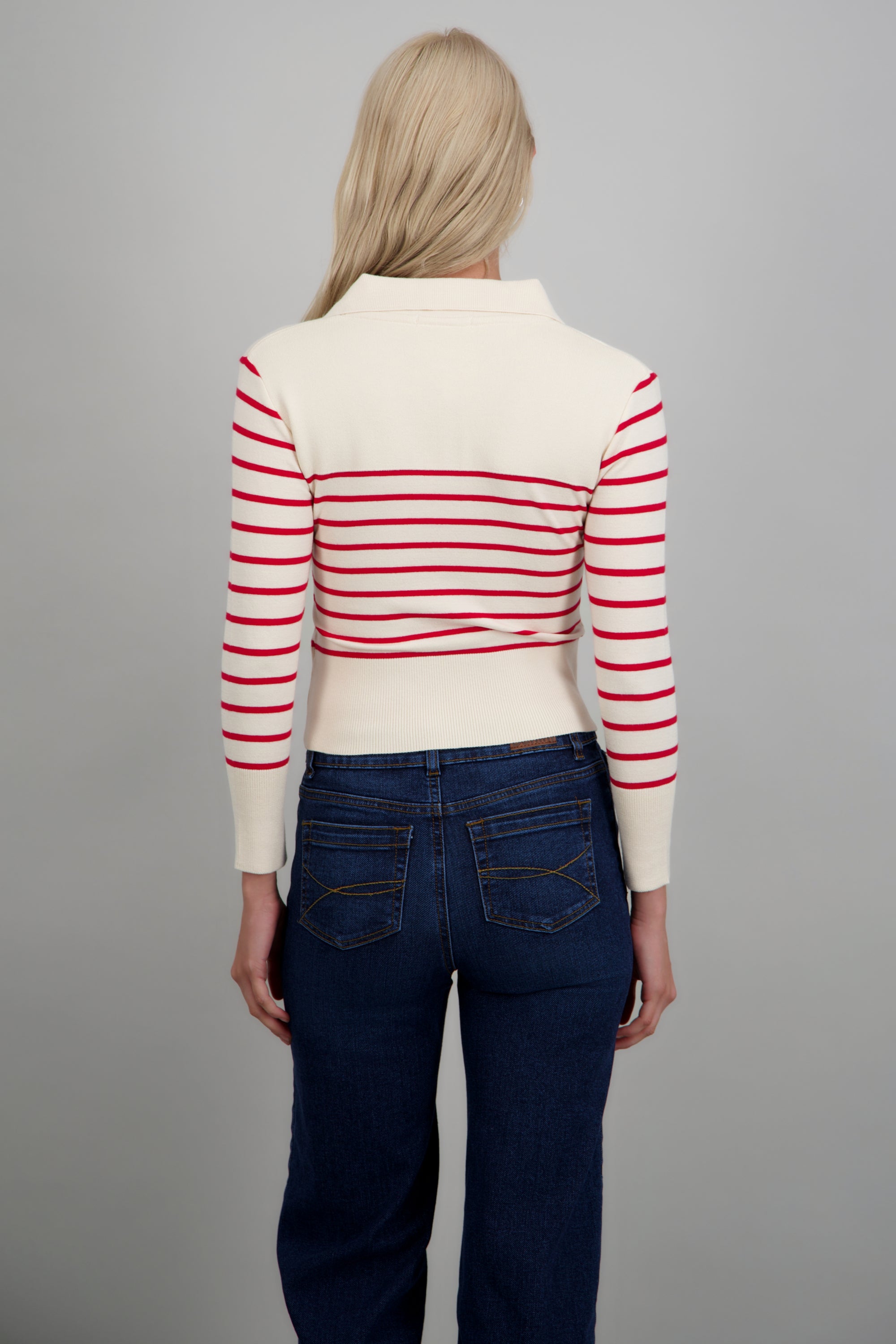 Sueter rayas cuello polo ROJO COMBO