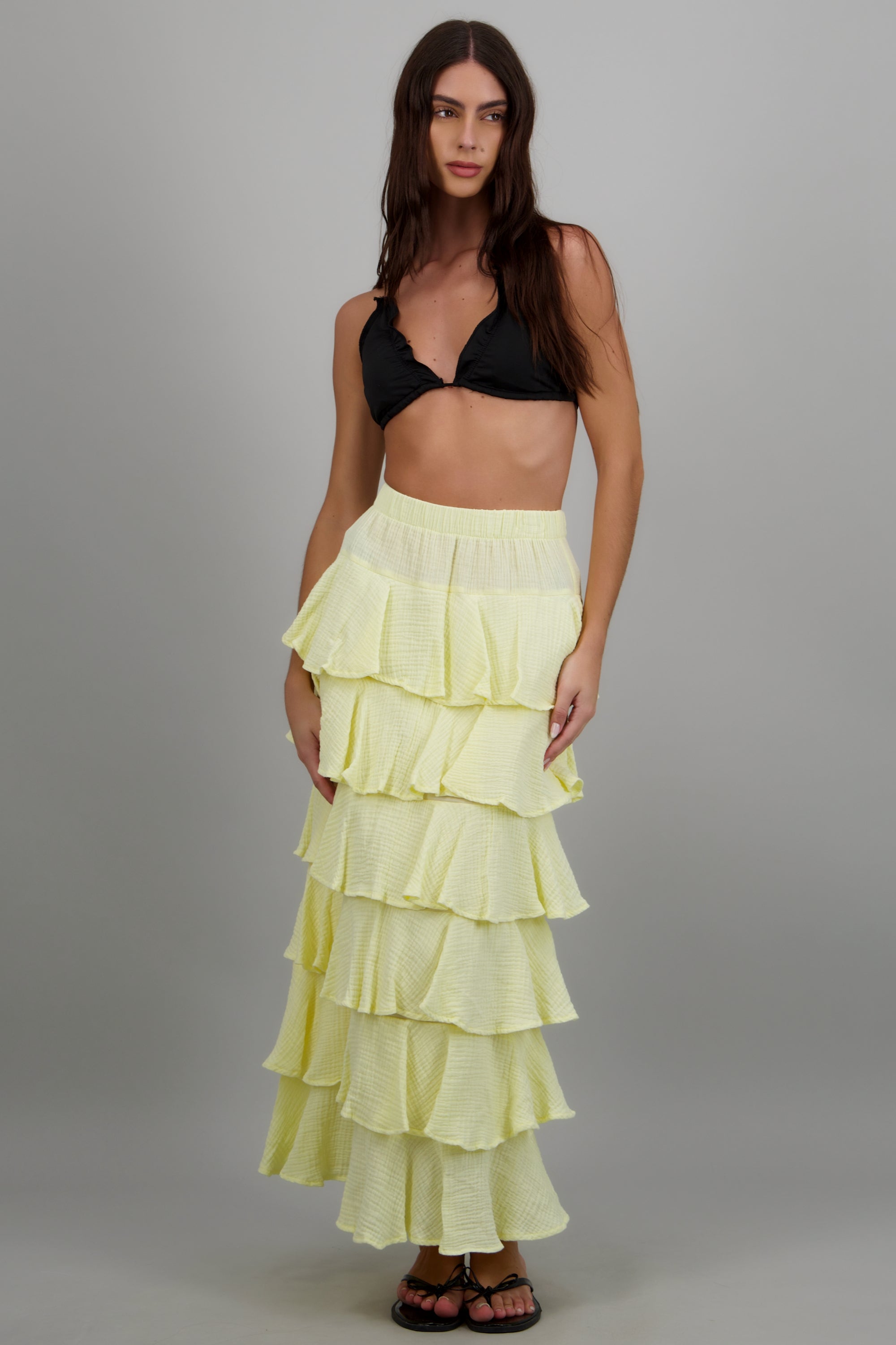 Falda maxi olanes ligera AMARILLO PASTEL