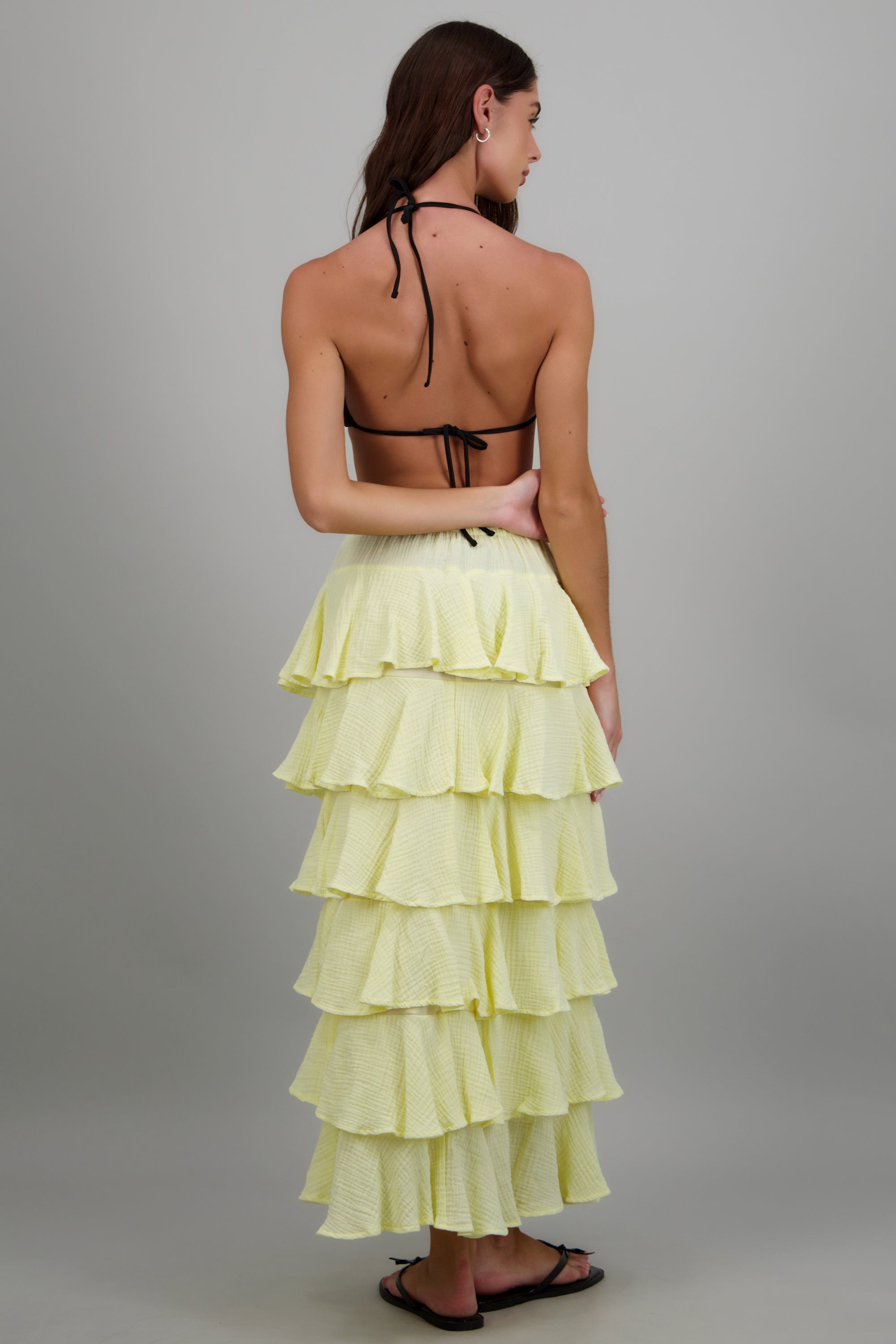 Falda maxi olanes ligera AMARILLO PASTEL