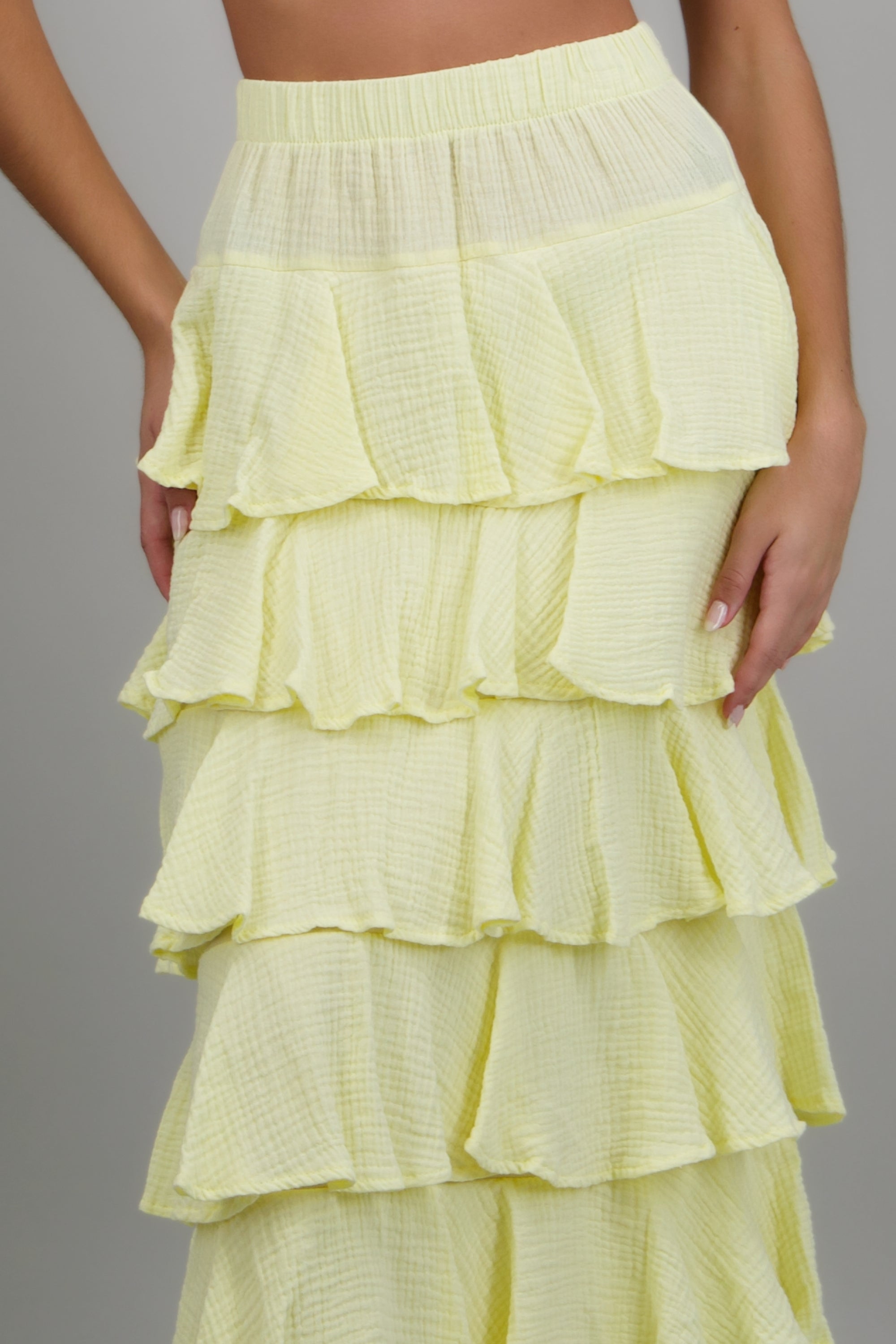 Falda maxi olanes ligera AMARILLO PASTEL