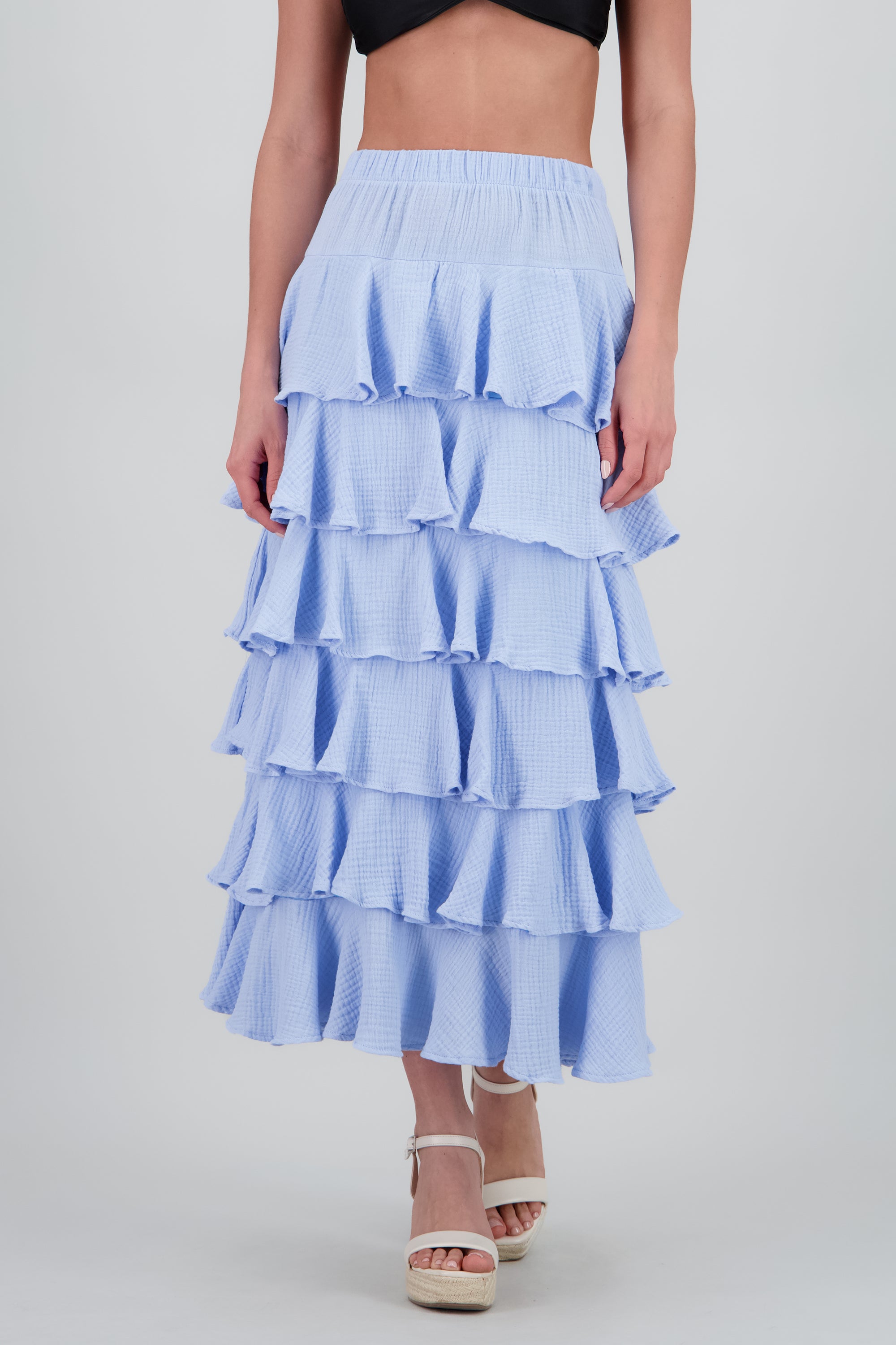 Falda maxi olanes ligera AZUL PASTEL