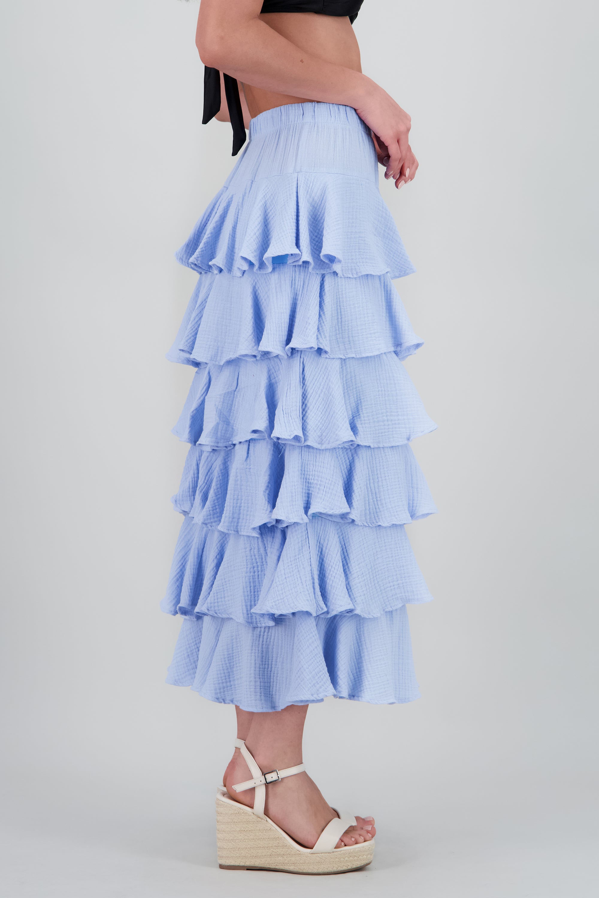 Falda maxi olanes ligera AZUL PASTEL
