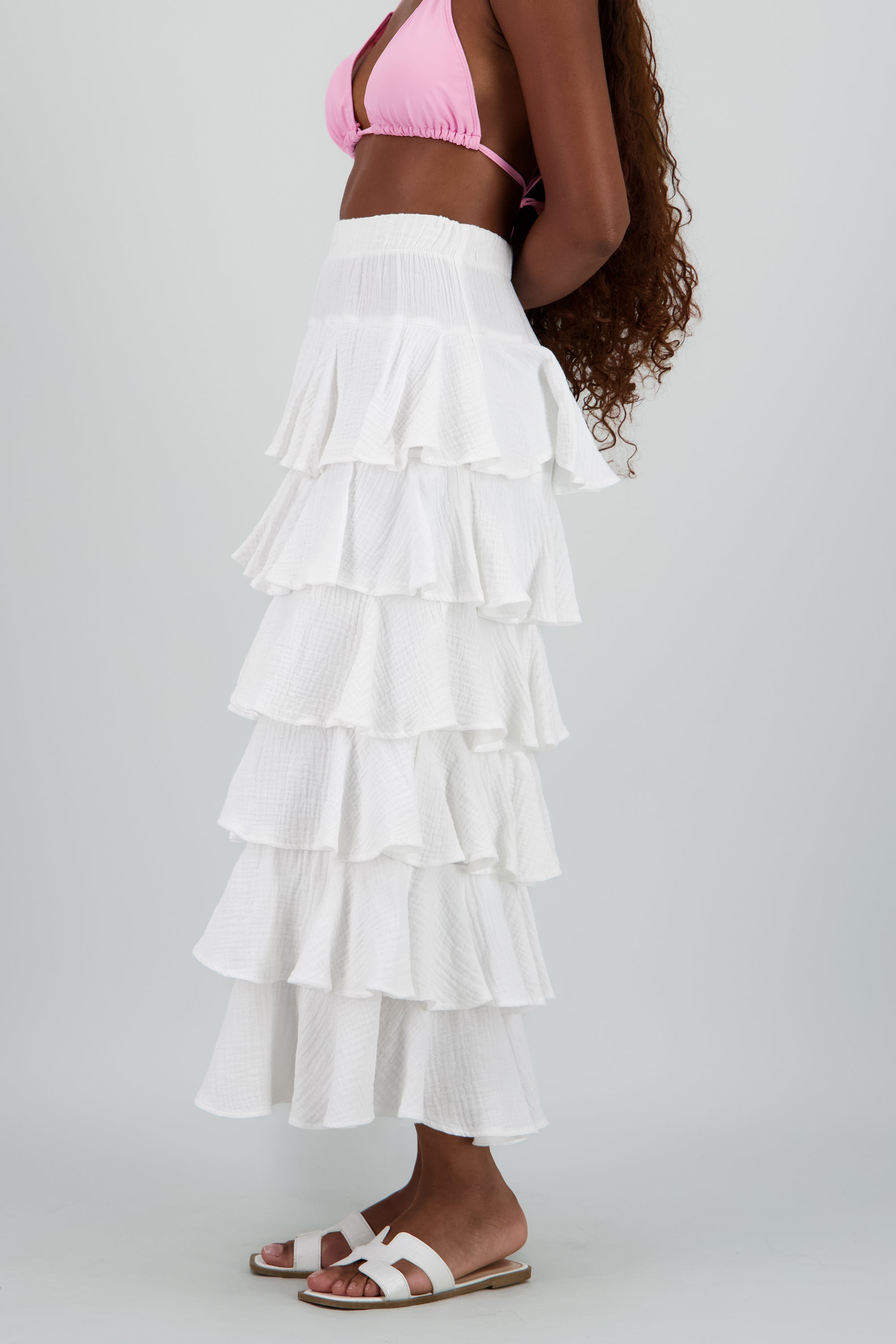 Falda maxi olanes ligera BLANCO
