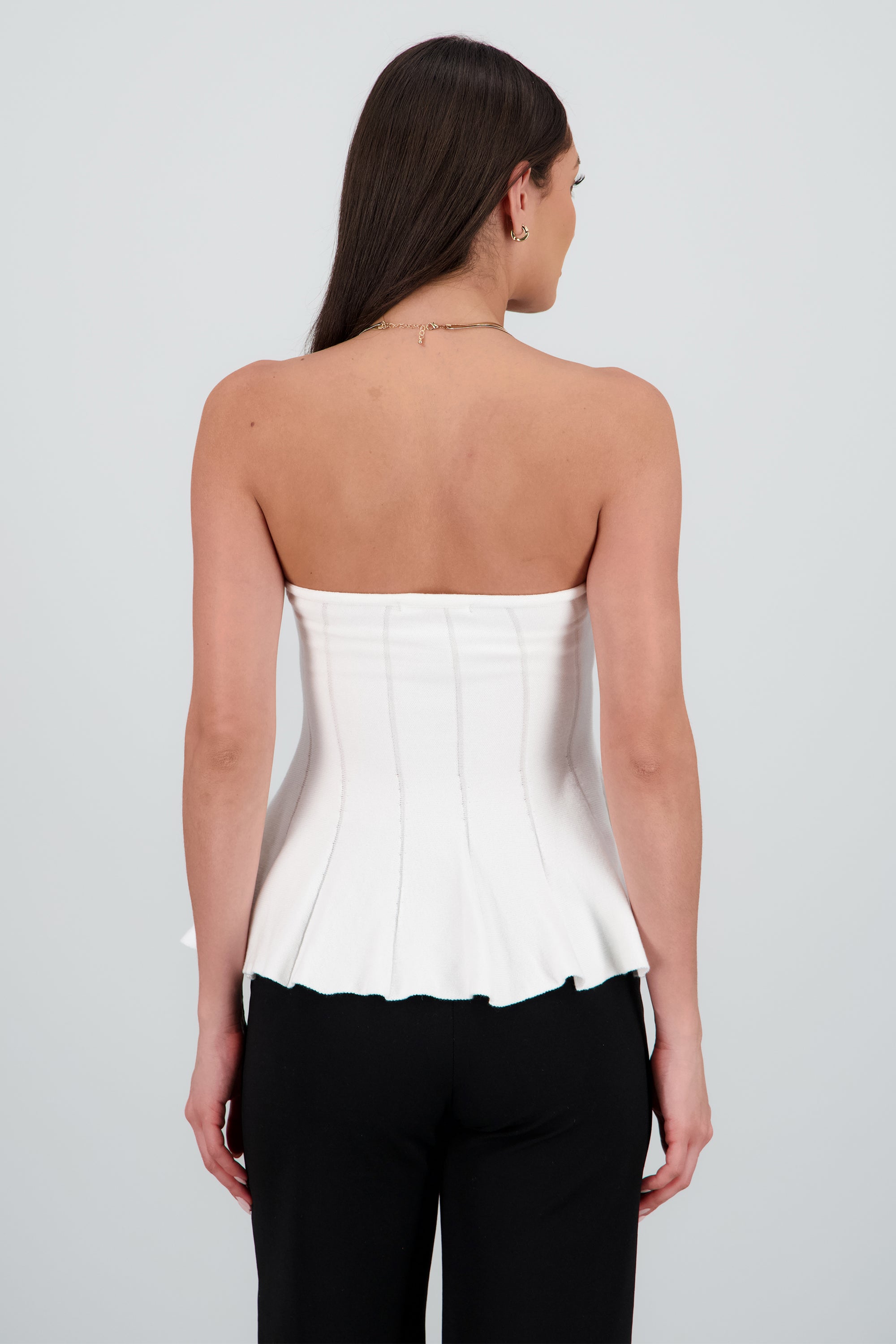 Top strapless peplum BLANCO