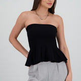 Top strapless peplum