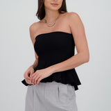 Top strapless peplum
