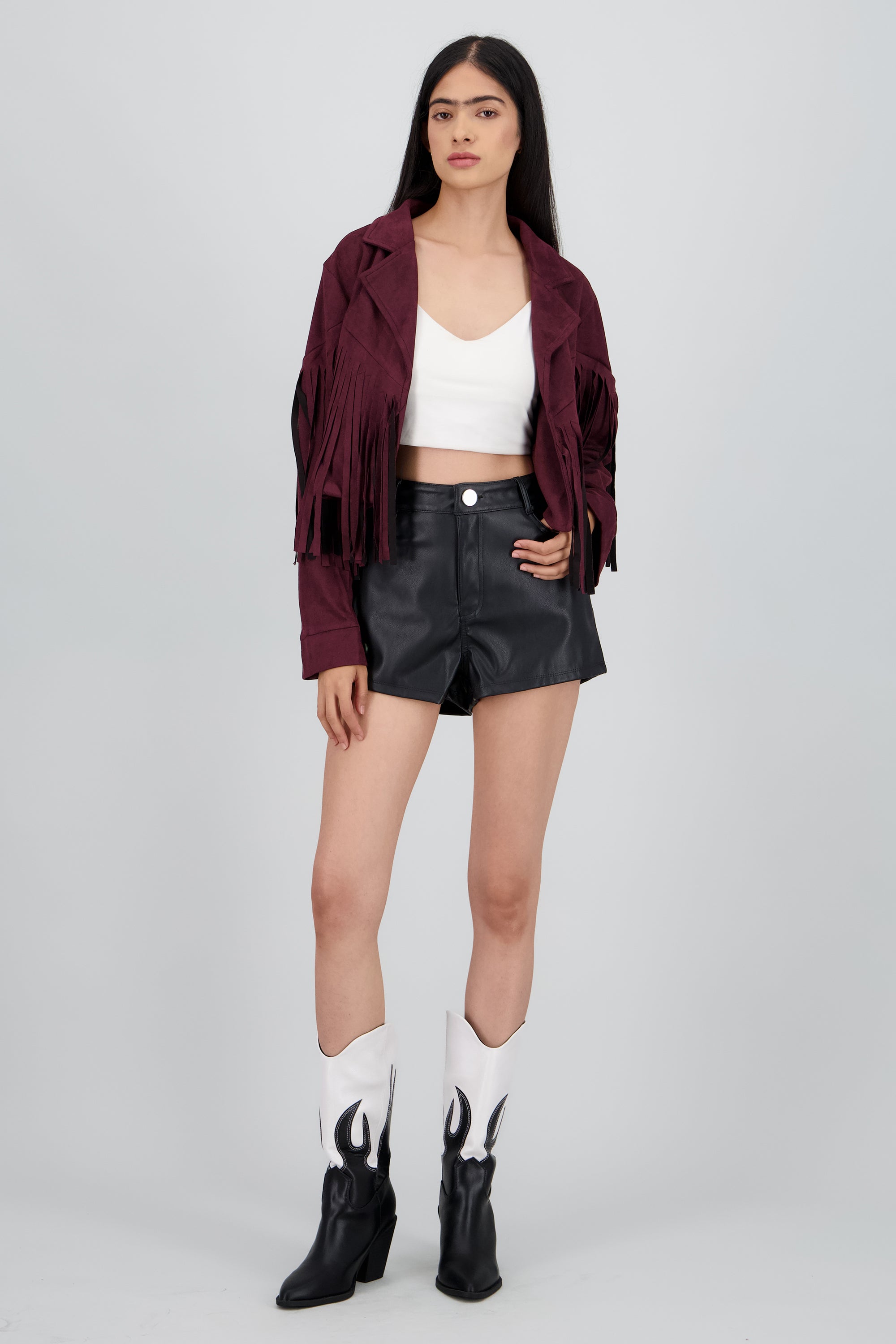 Short PU bolsas NEGRO