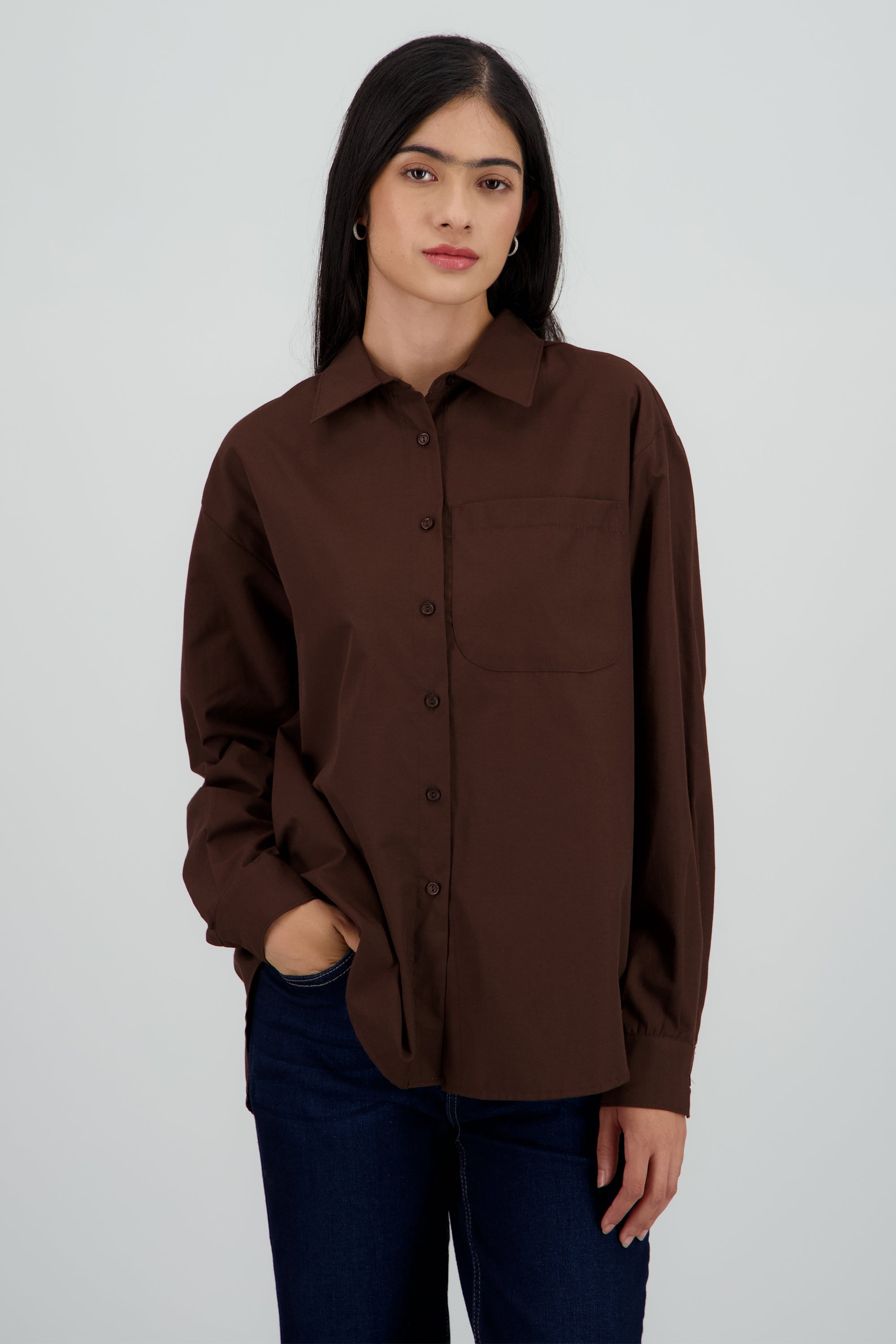 Camisa manga larga con bolsa CHOCOLATE