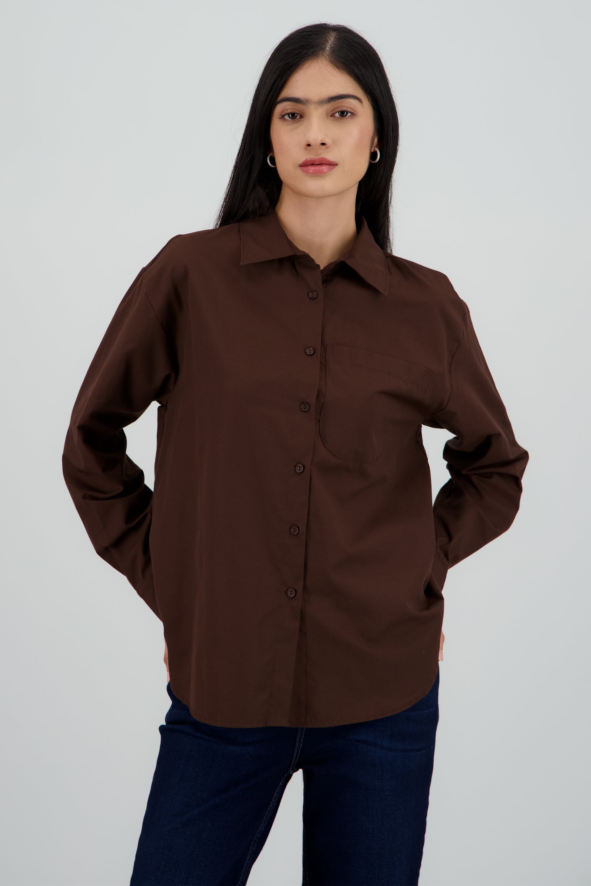 Camisa manga larga con bolsa CHOCOLATE