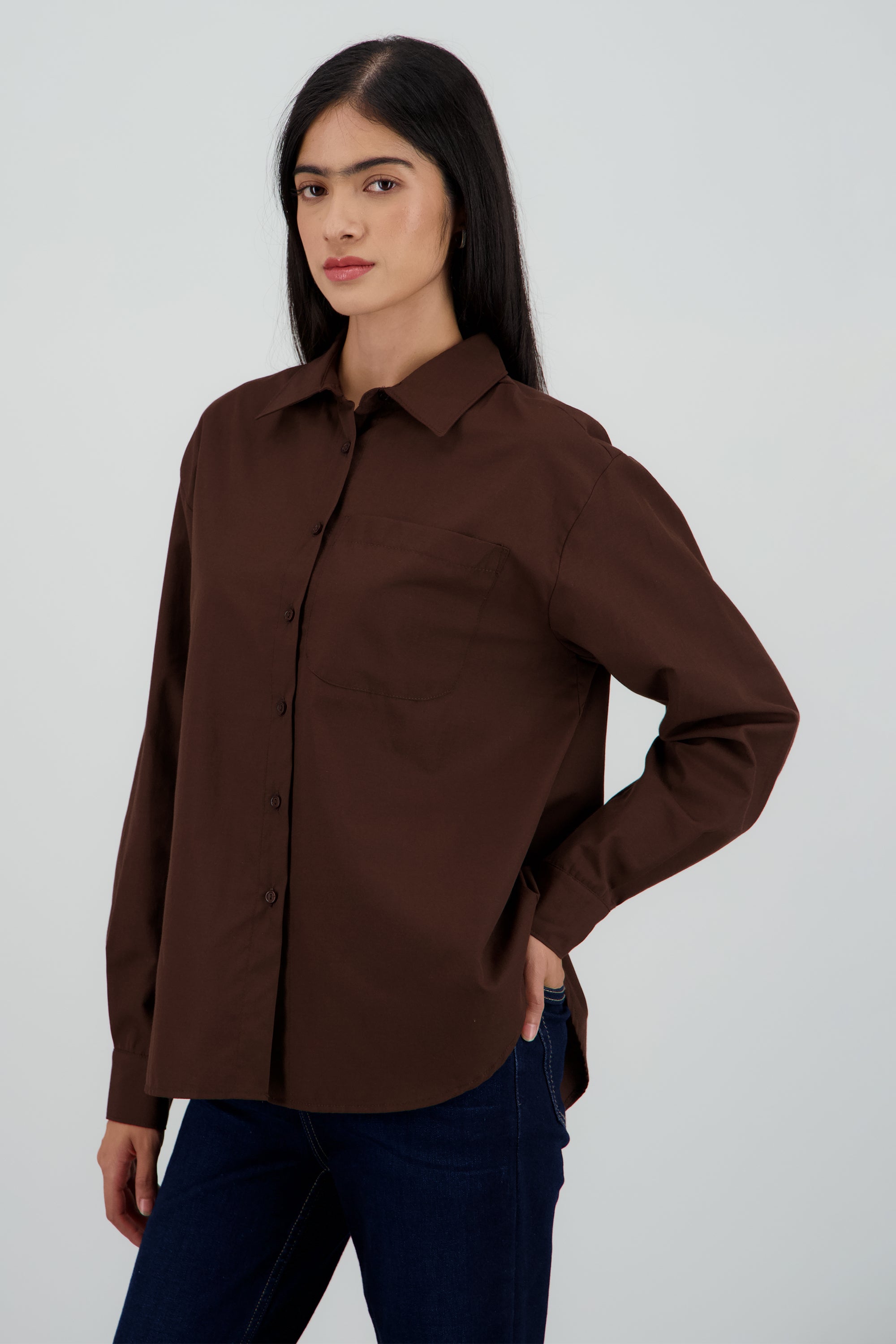 Camisa manga larga con bolsa CHOCOLATE