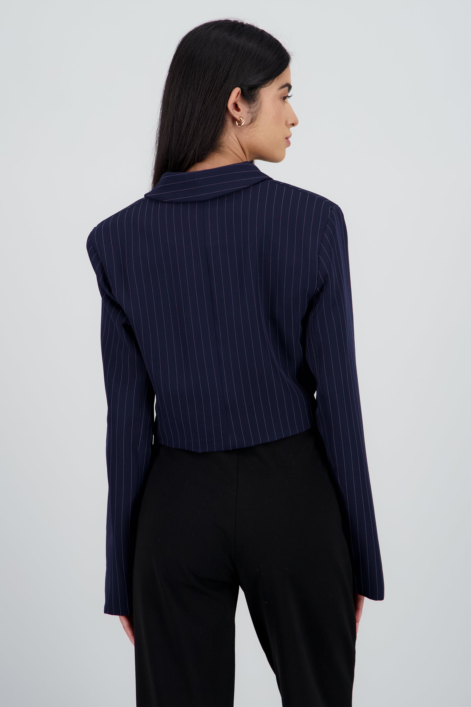 Saco crop de rayas con forro MARINO COMBO