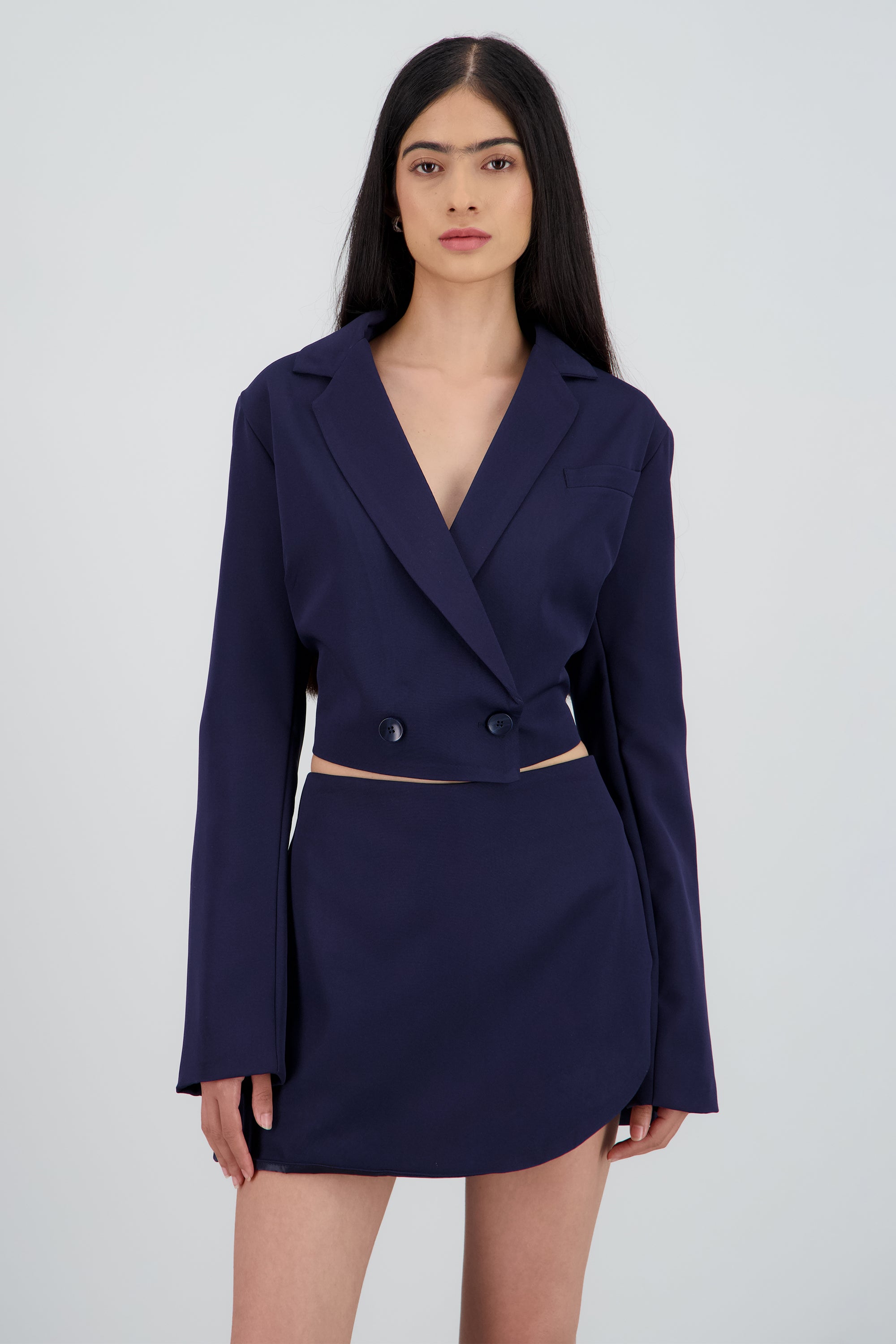 Saco crop cruzado detalle botones