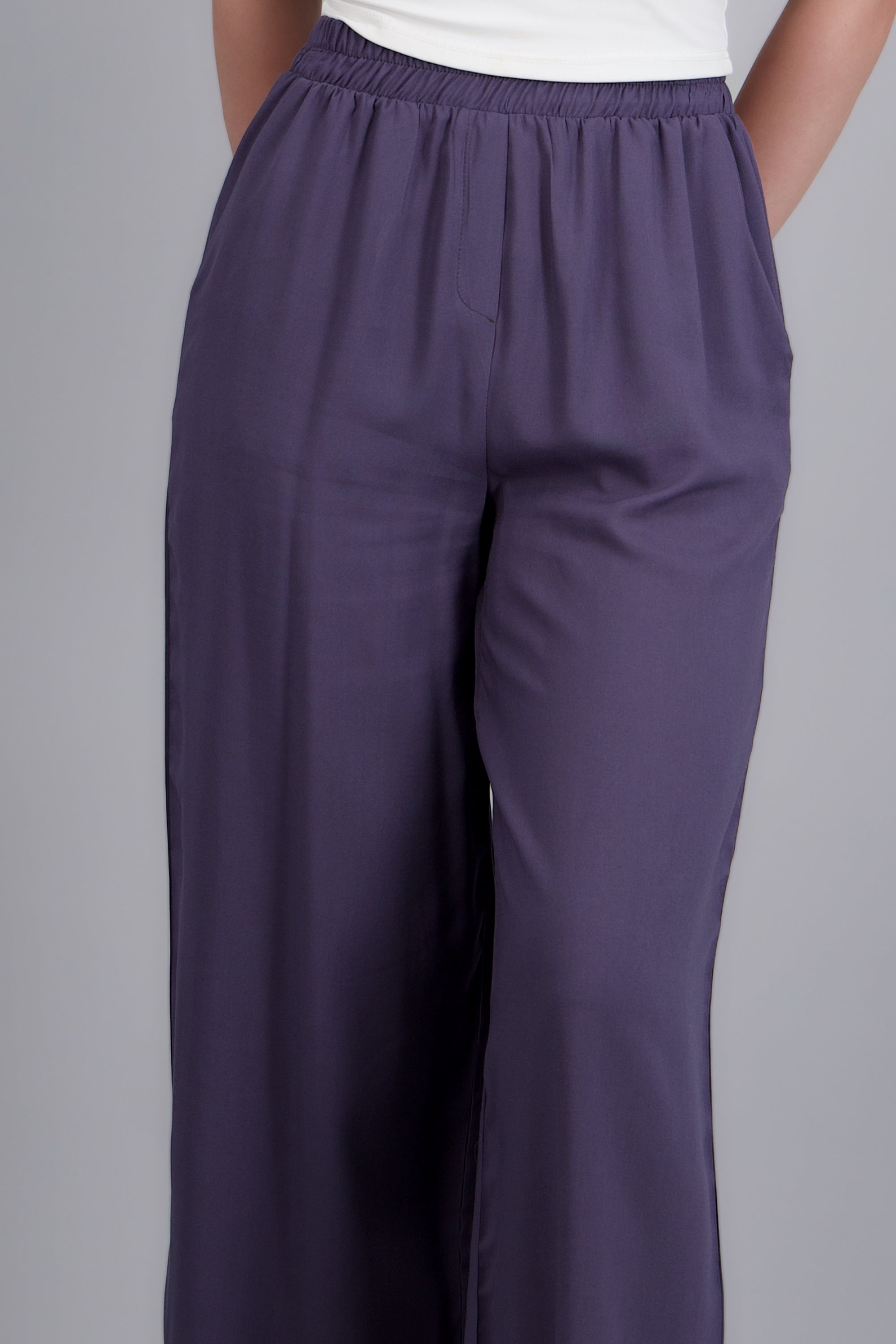 Pantalón Wide Leg Cintura Alta Fruncida PETROLEO