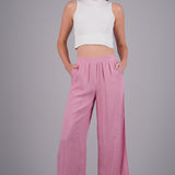Pantalón Wide Leg Cintura Alta Fruncida