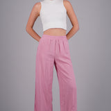 Pantalón Wide Leg Cintura Alta Fruncida
