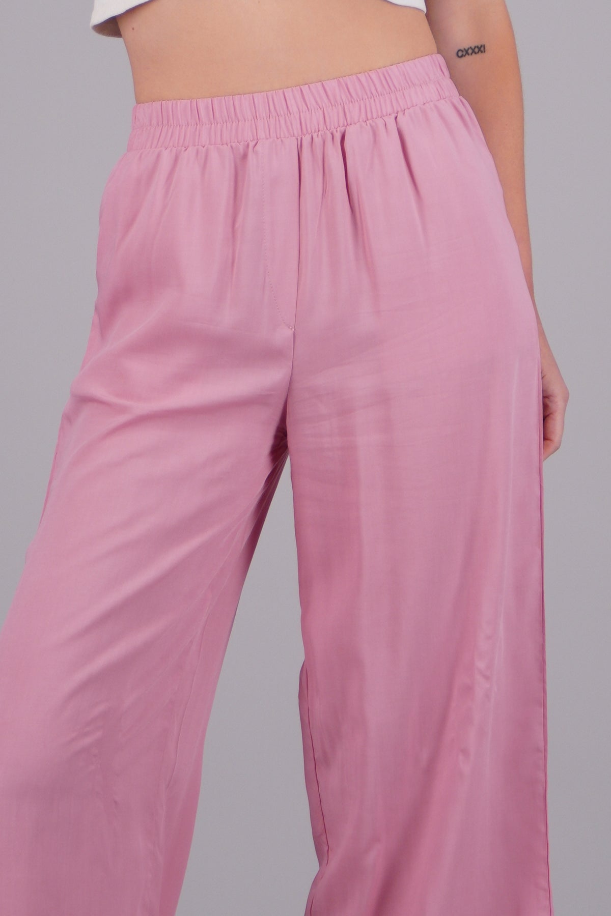 Pantalón Wide Leg Cintura Alta Fruncida