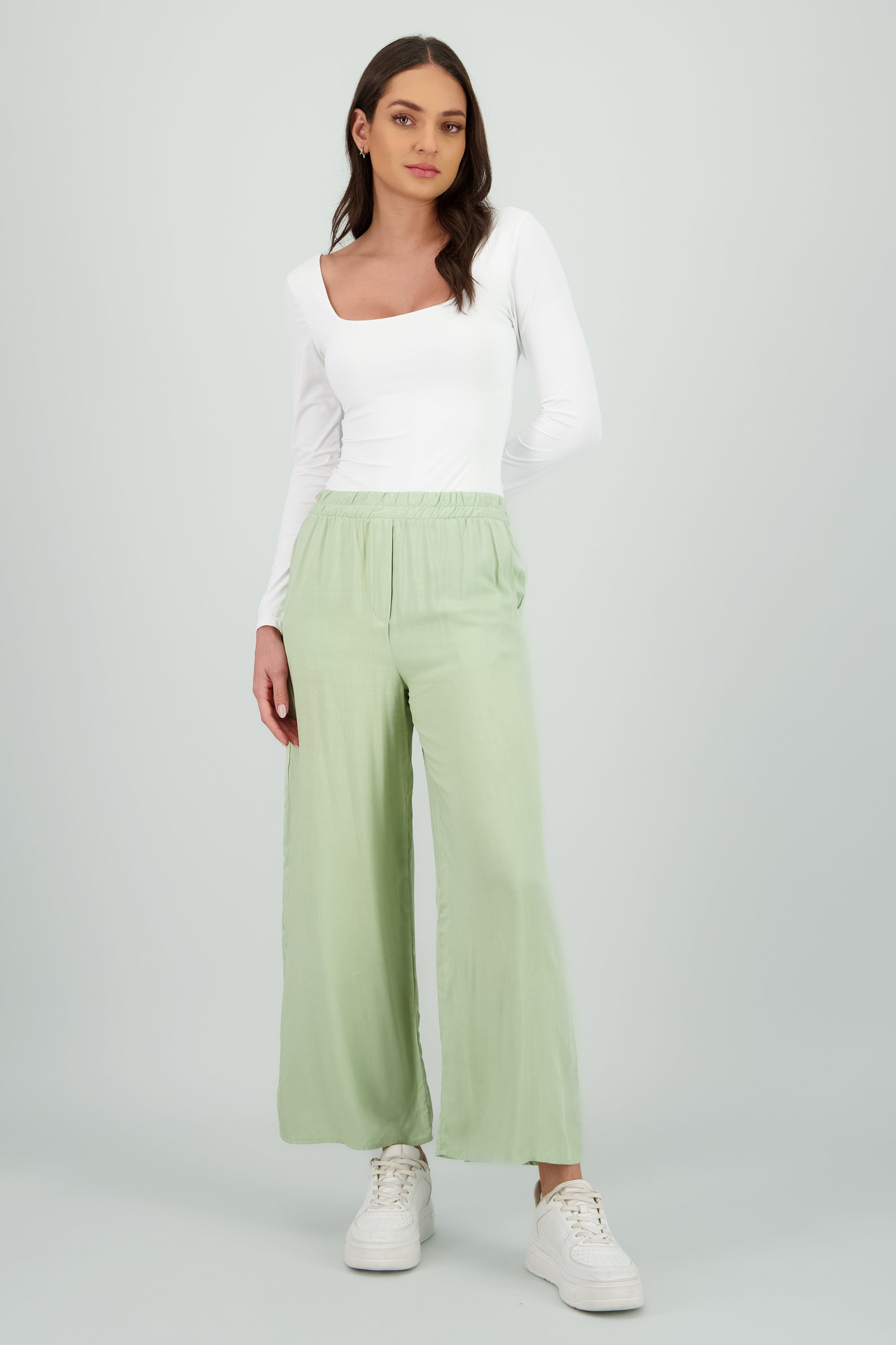 Pantalón Wide Leg Cintura Alta Fruncida SAGE