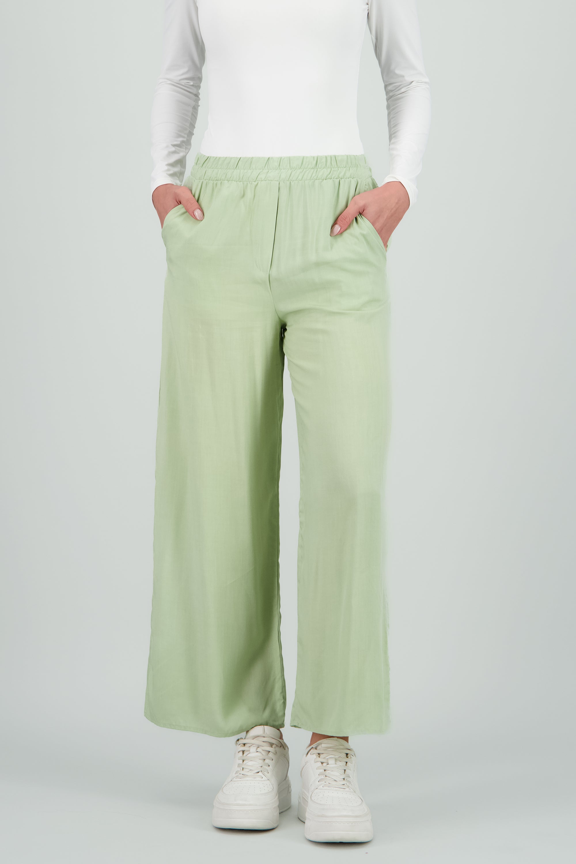 Pantalón Wide Leg Cintura Alta Fruncida SAGE