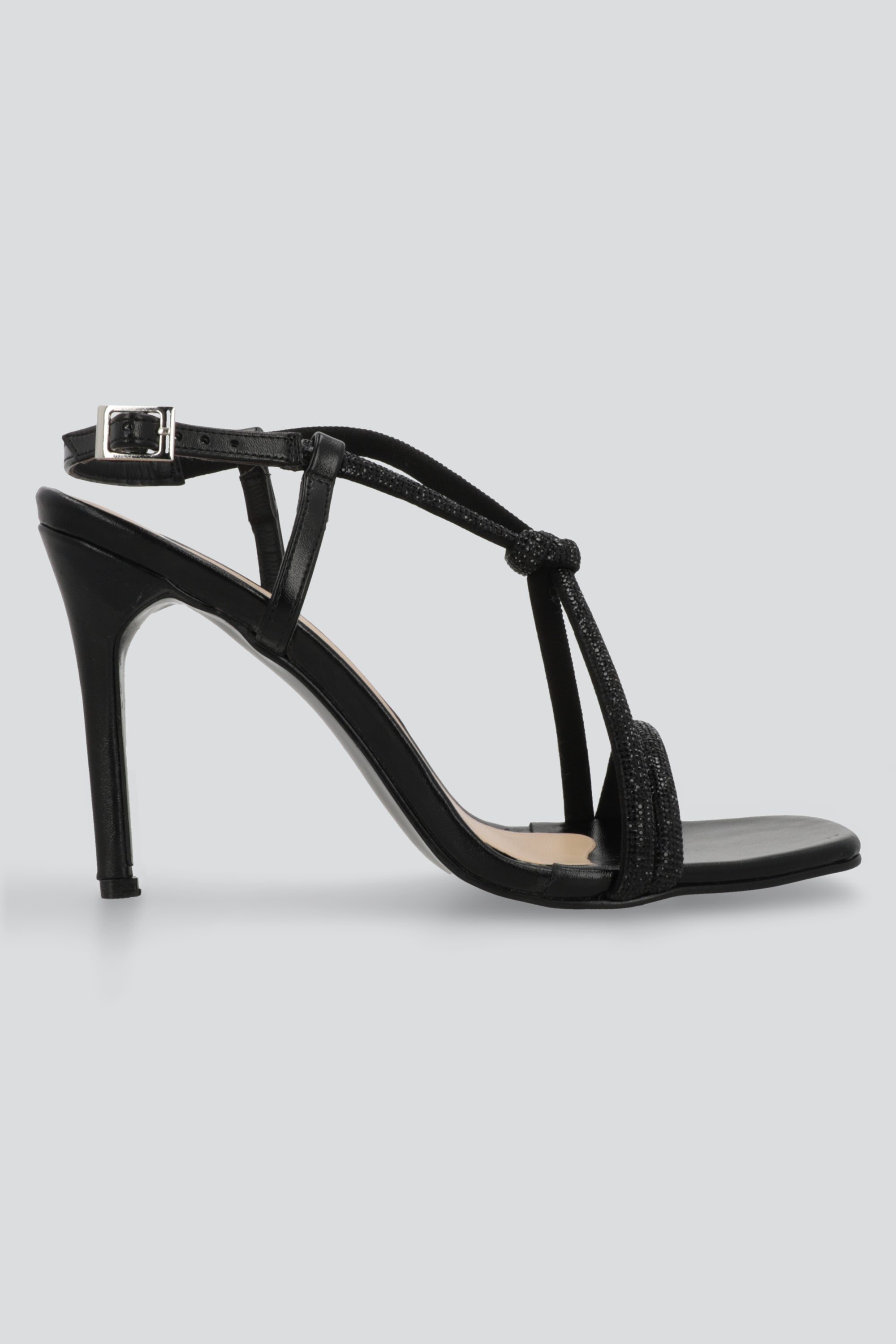 Tacon alto nudo brillos NEGRO