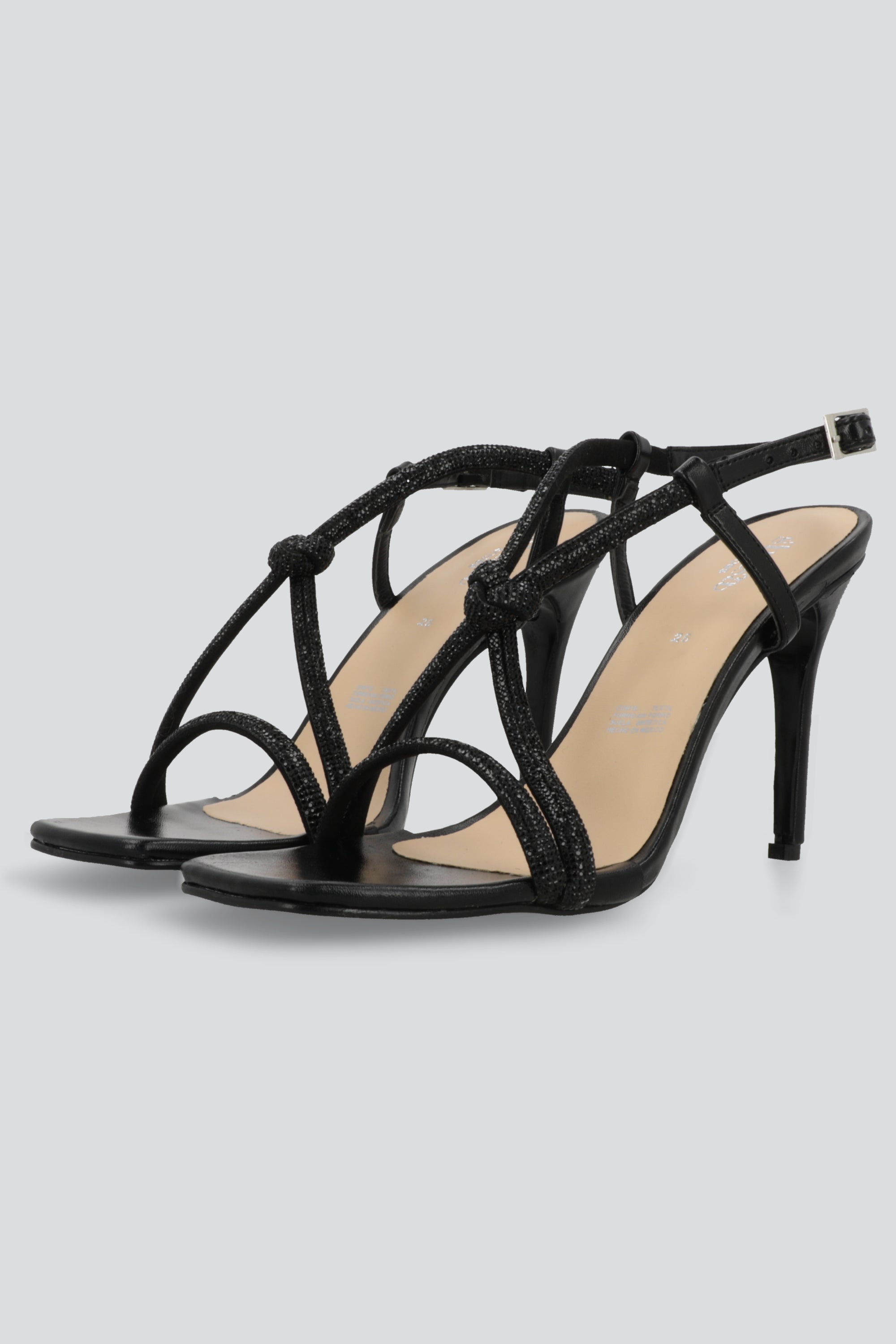 Tacon alto nudo brillos NEGRO